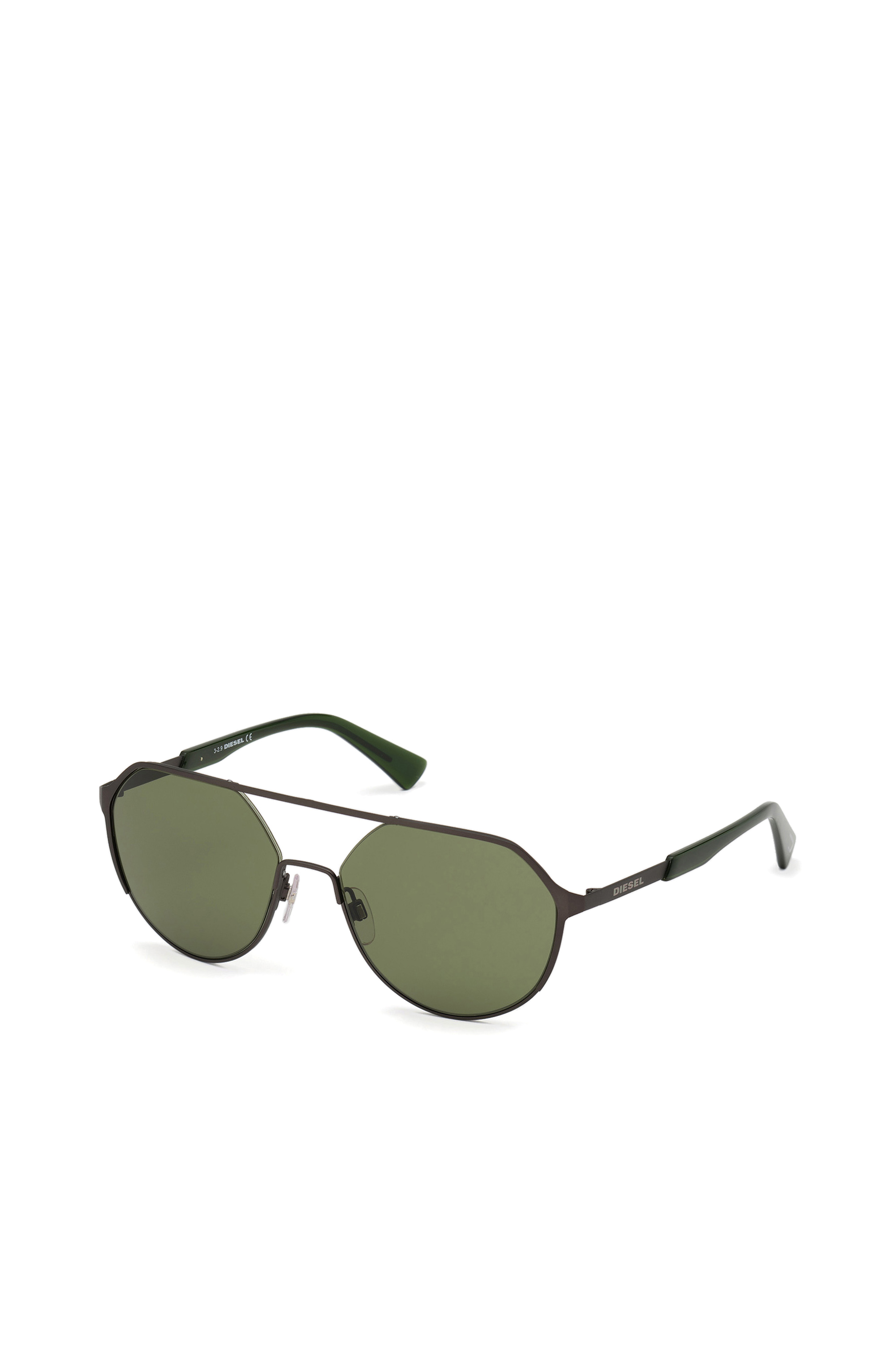 Diesel - DL0324, Man's Rounded metal glasses in Black/Green - 2