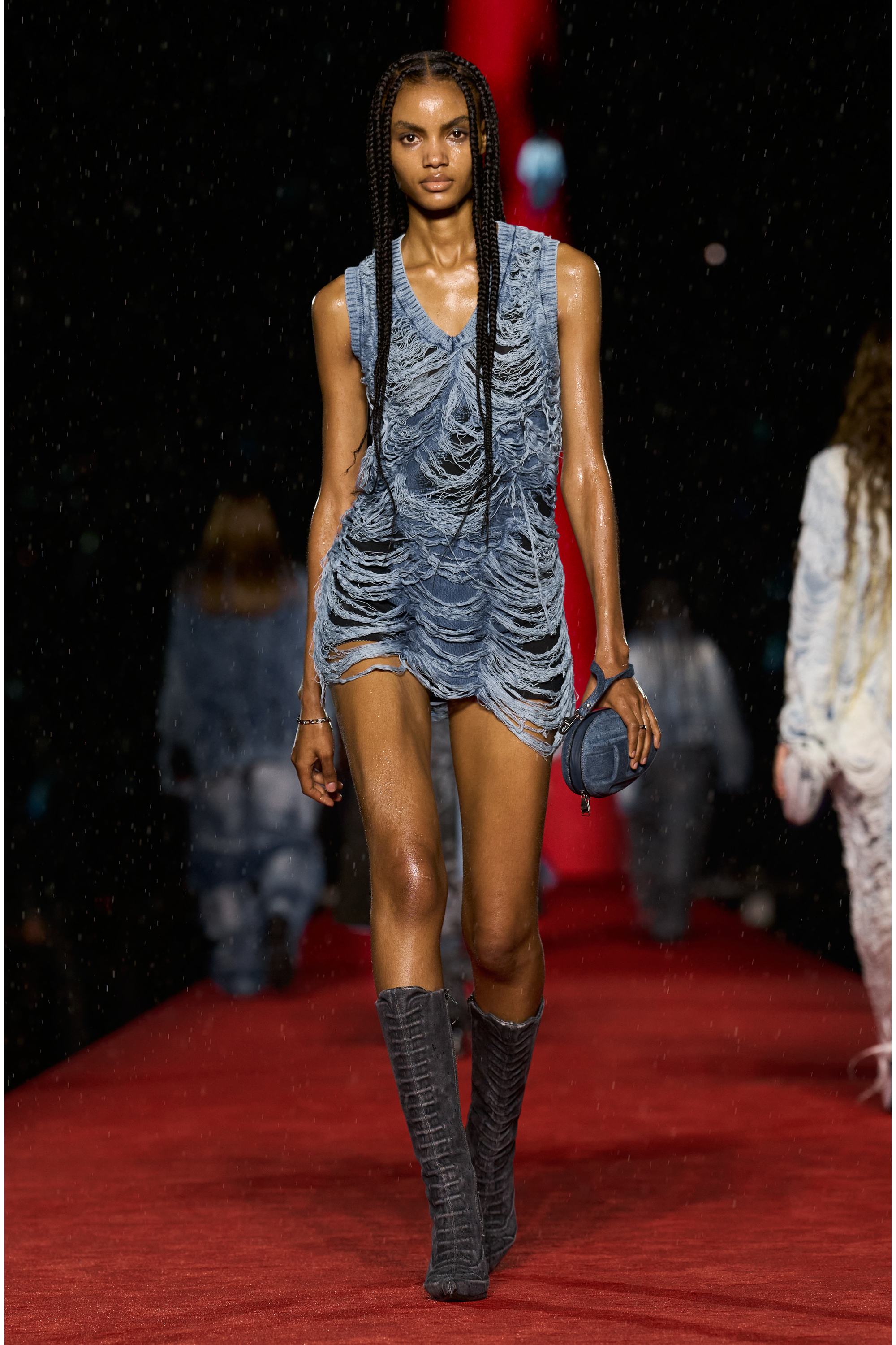 Diesel - M-BIANCA, Vestido corto de tejido color azul &iacute;ndigo destruido Mujer in Azul marino - 5