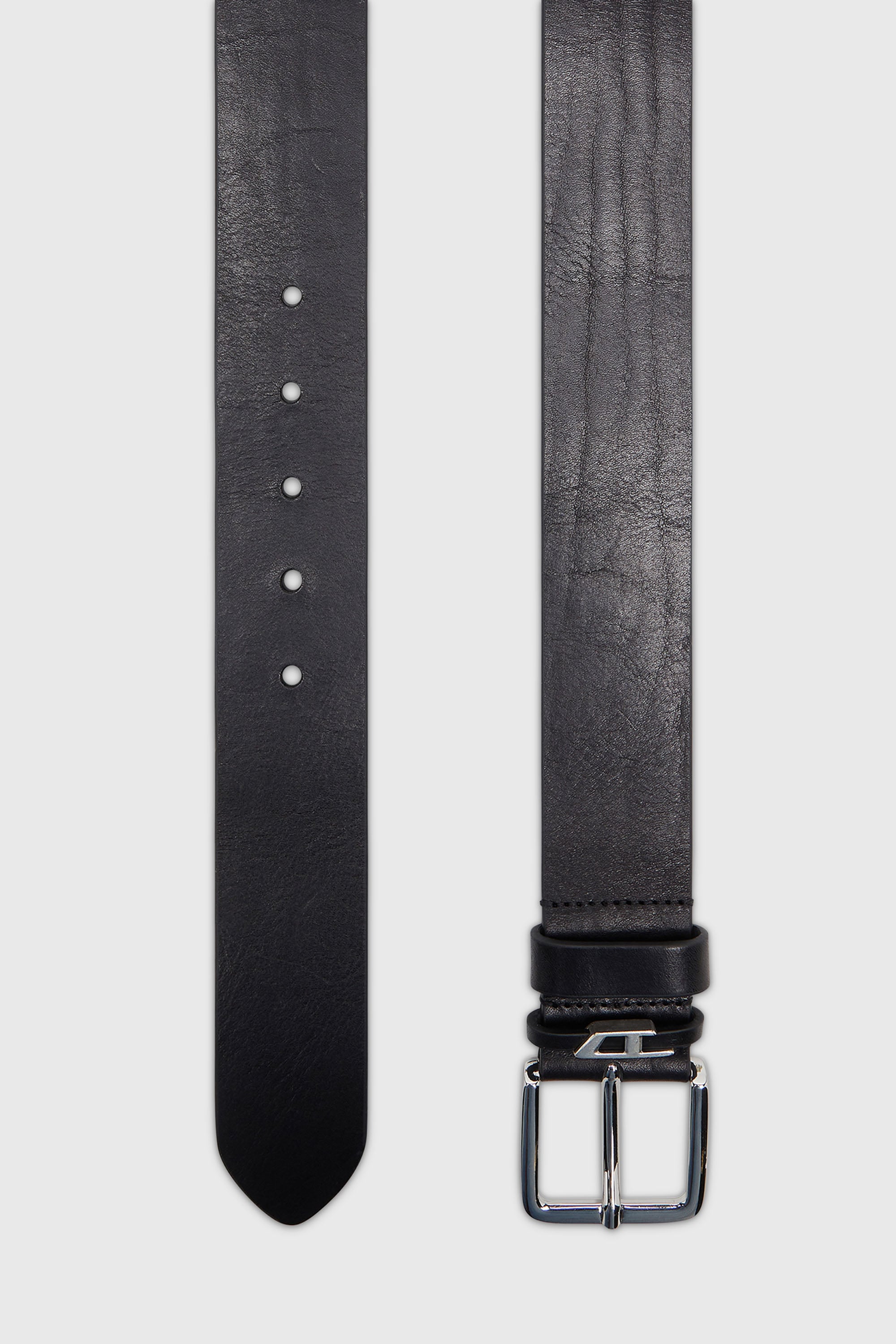 Diesel - B-D LOOP, Male's 4 cm crinkle leather belt in Black - 2