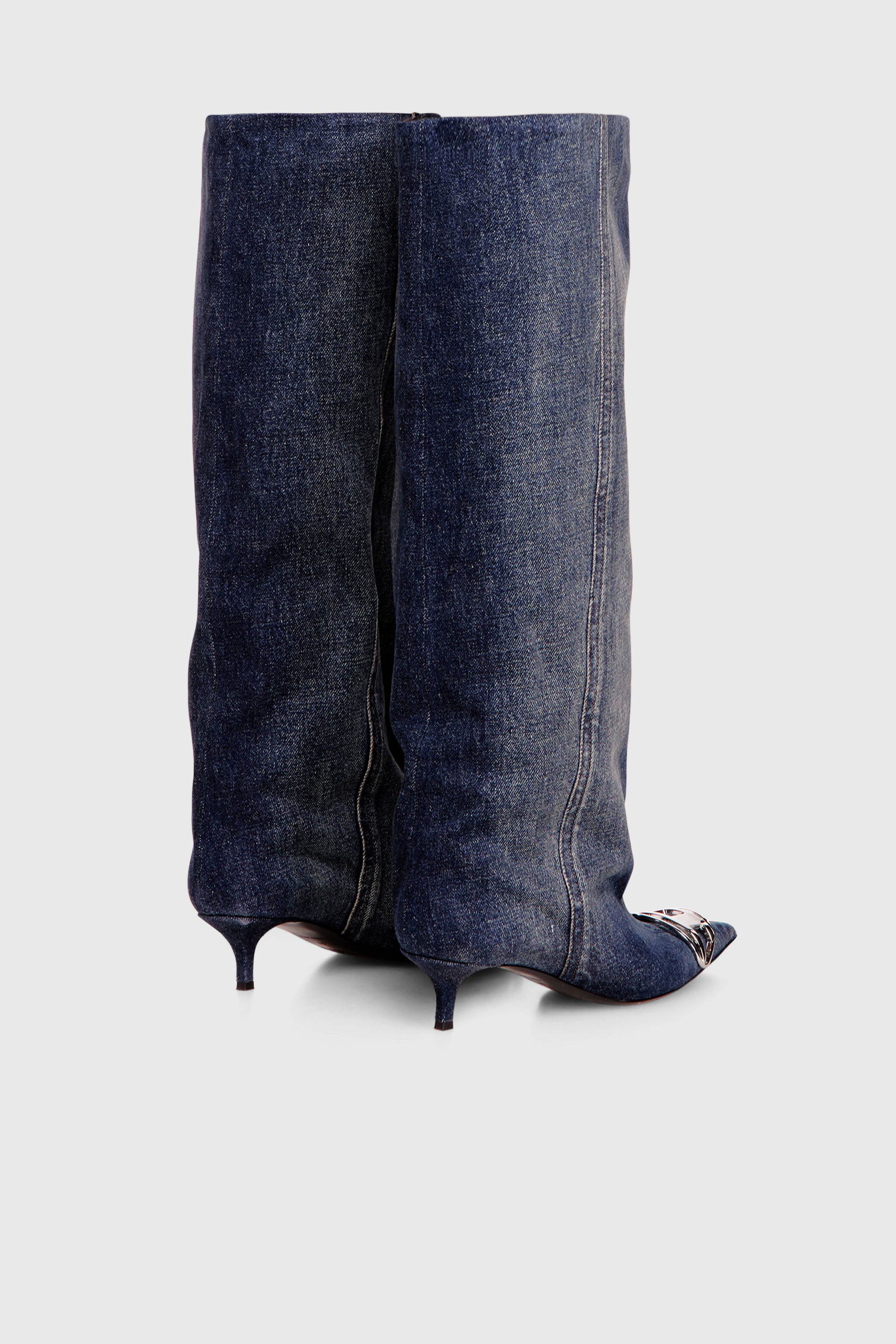 Diesel - D-VENUS KB SLOUCHY, D-Venus-Bota slouchy hasta la rodilla en denim Mujer in Azul marino - 3