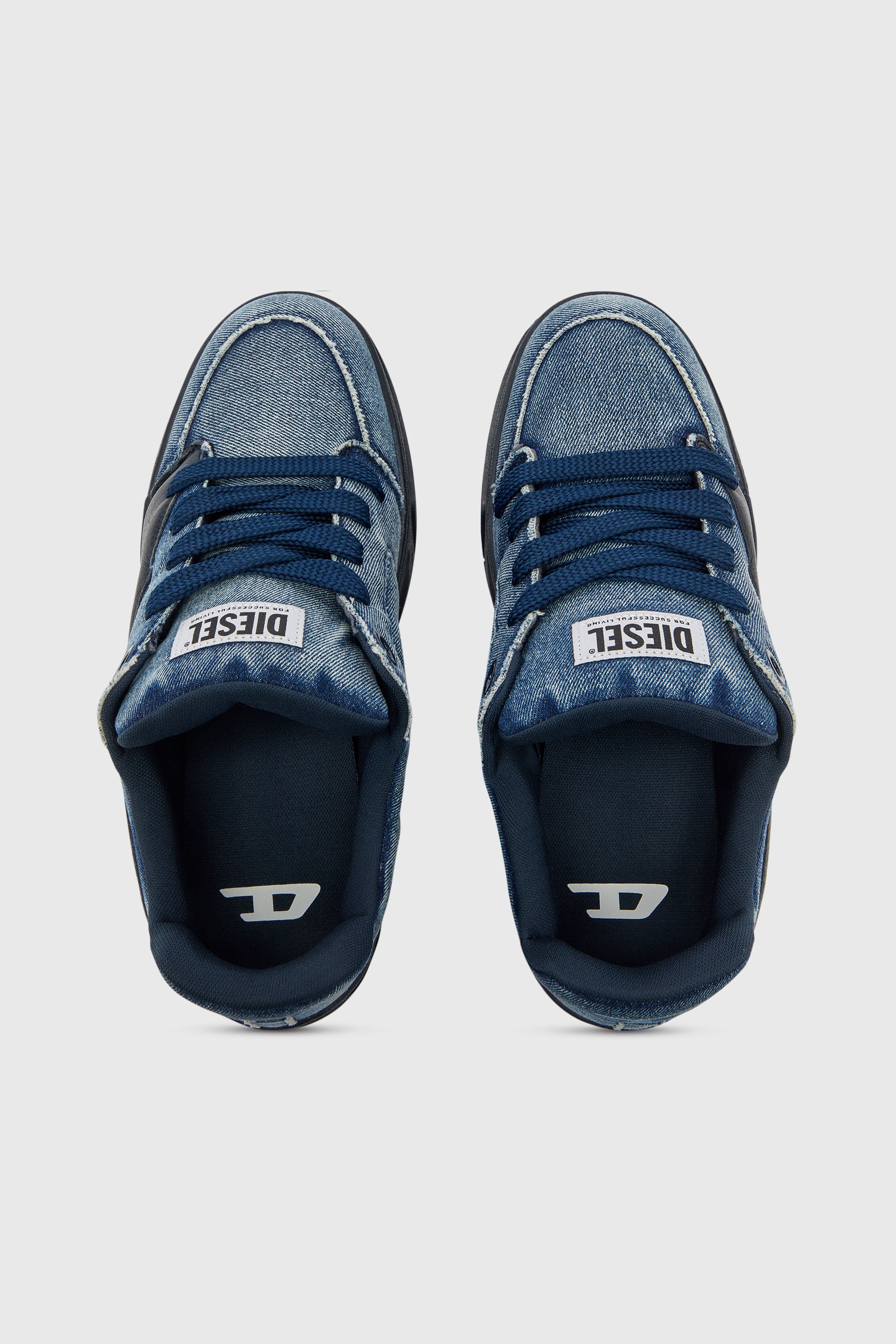 Diesel - S-D-OLLIE LOW, S-D-Ollie - Zapatillas en denim deshilachado lavado oscuro Hombre in Azul marino - 4