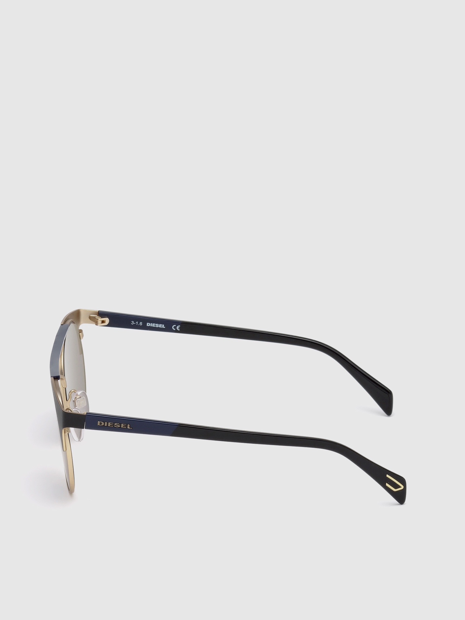 Diesel - DL0218, Unisex's Panto-shaped metal eyewear in Black/Blue - 3
