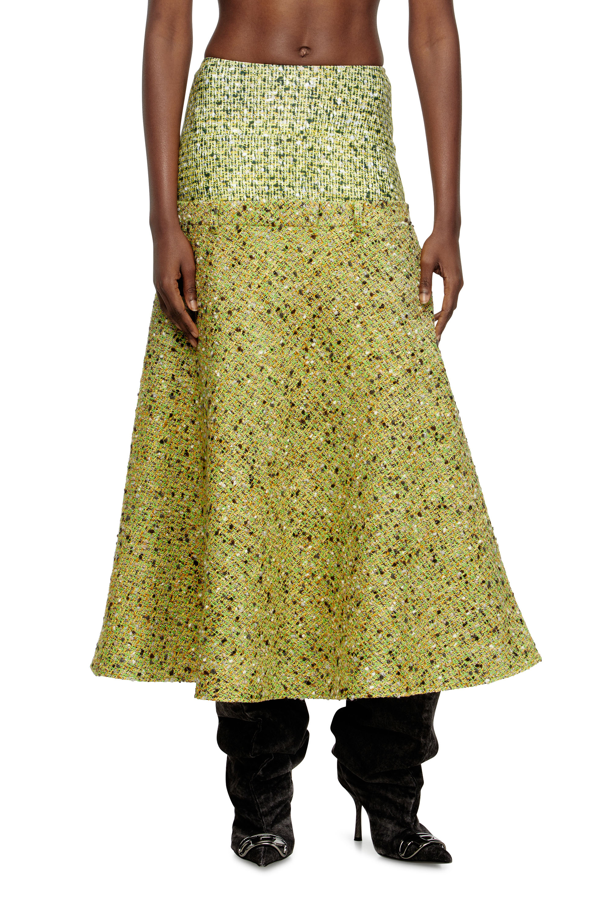 Diesel - O-GRACE-MIX, Jupe en bouclé avec taille en Lycra Femme in Vert - 1