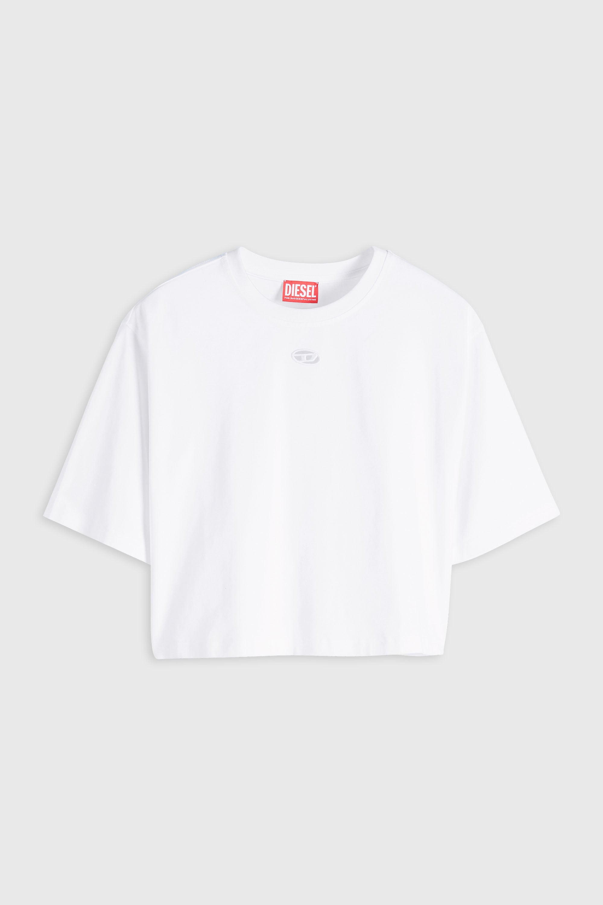 Diesel - T-CORT-OD, Woman's T-shirt with cut-out embroidered logo in White - 2