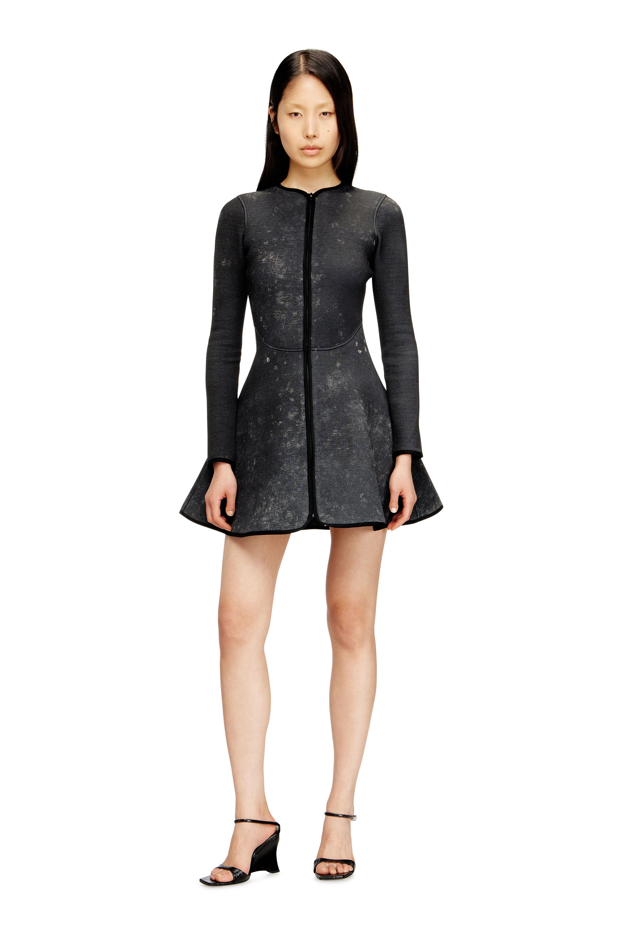 Diesel - D-EOPRE, Female's Short dress in marbled scuba in Dark Grey - 2