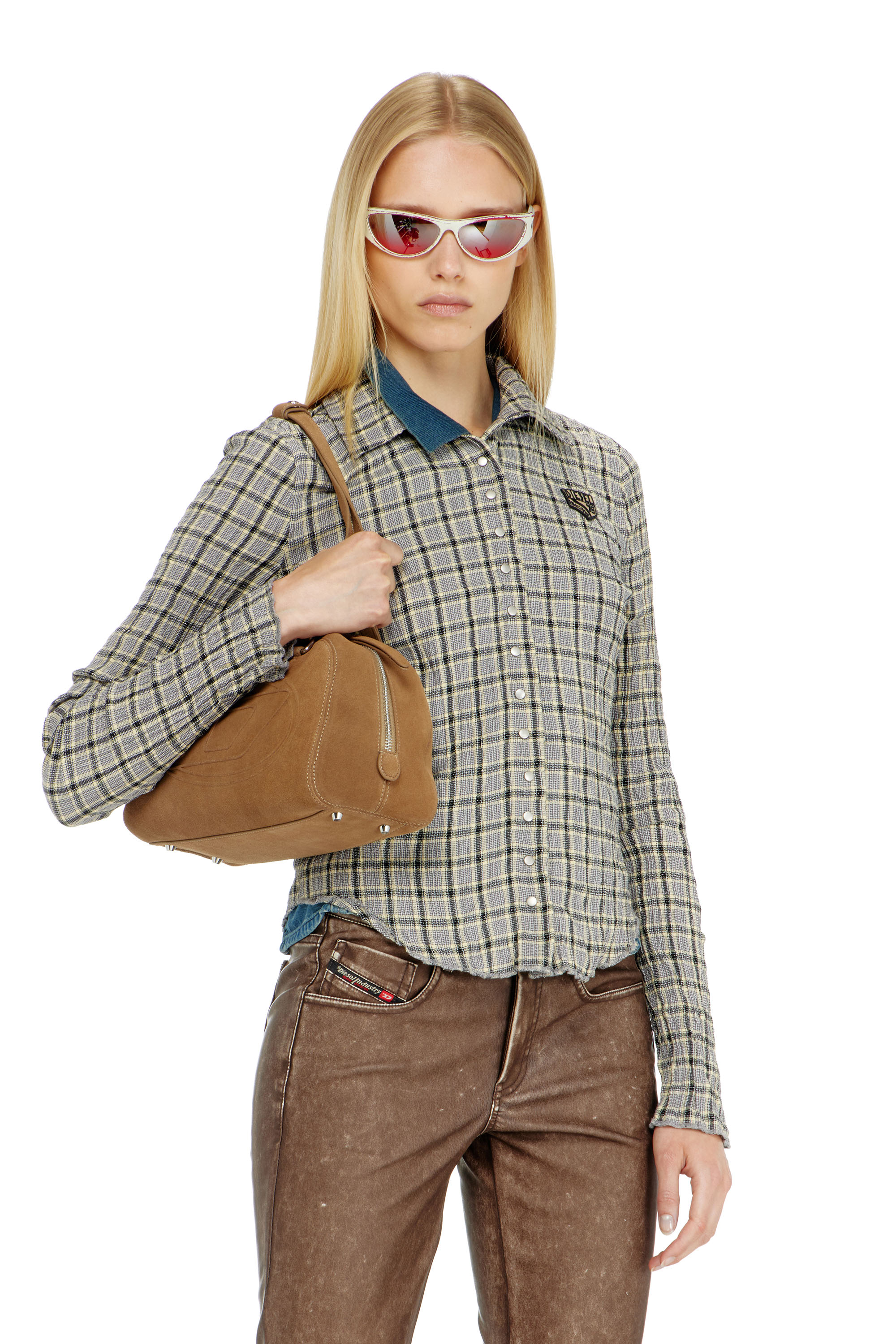 Diesel - C-ARRILON, Female's Check shirt with seersucker effect in null - 3