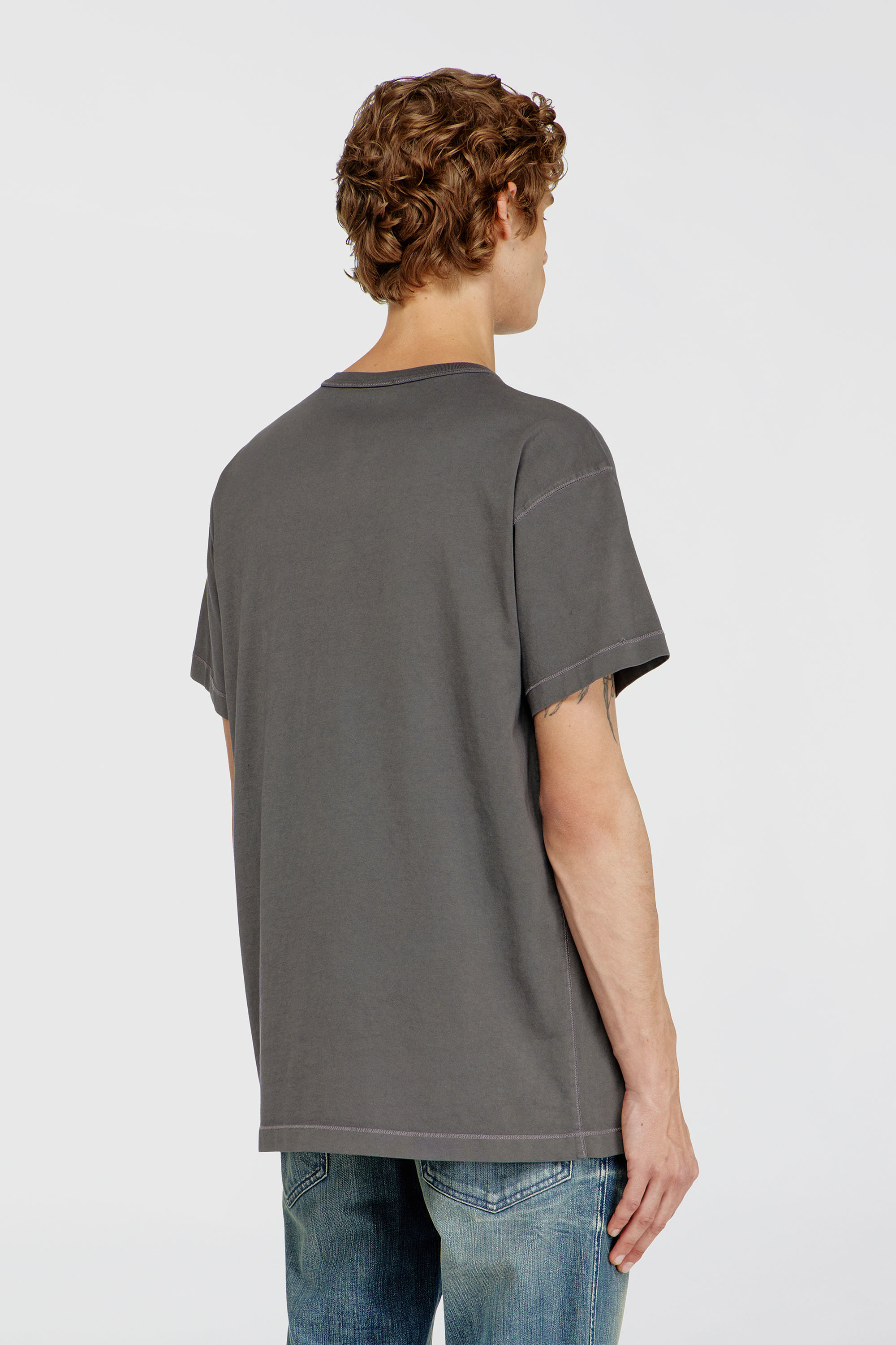 Diesel - T-NORM-IOD, Man's Light cotton T-shirt with metallic Oval D logo in Grey - 4