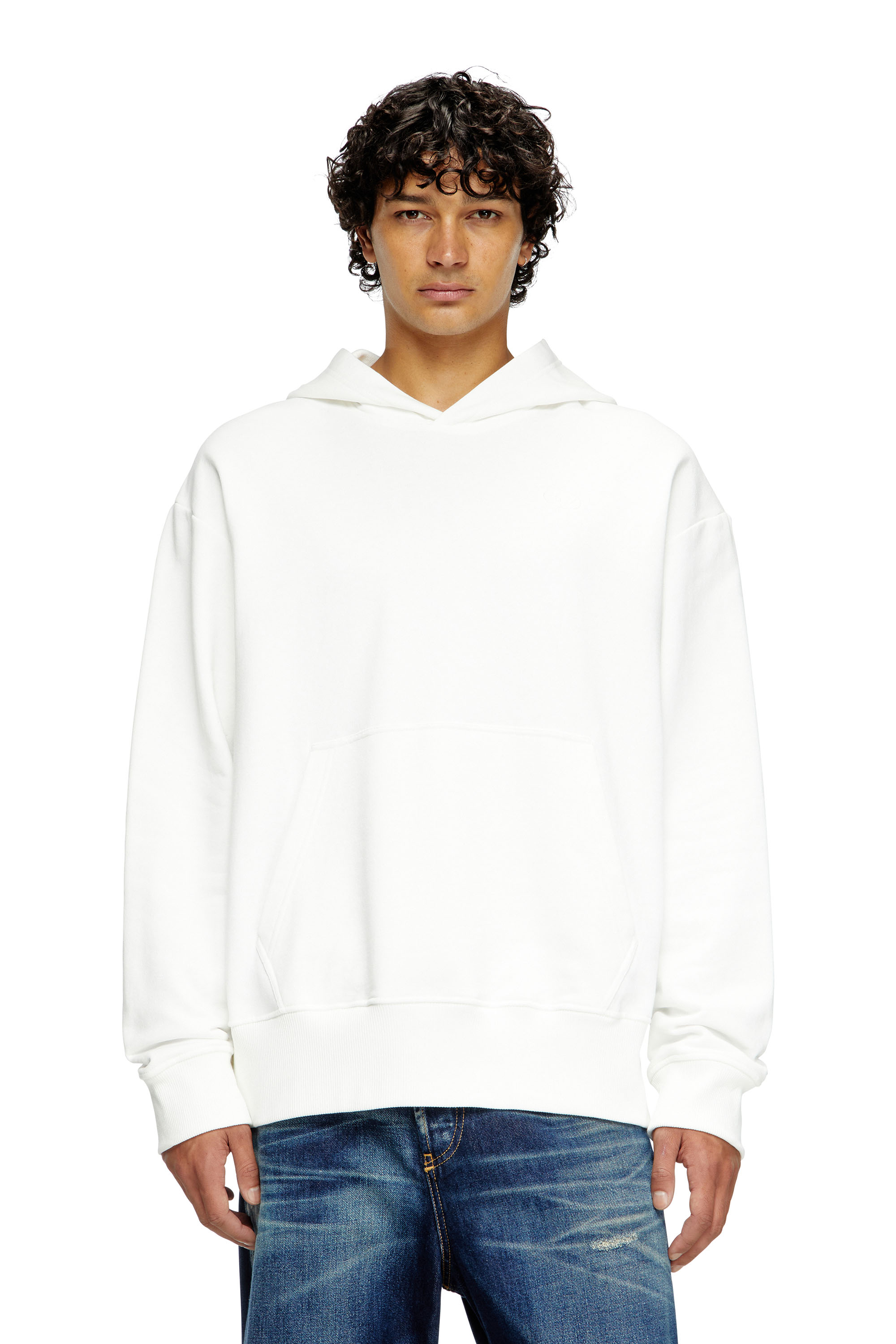 Diesel - S-MACS-HOOD-MEGOVAL-D, Man's Hoodie with logo embroidery in White - 1