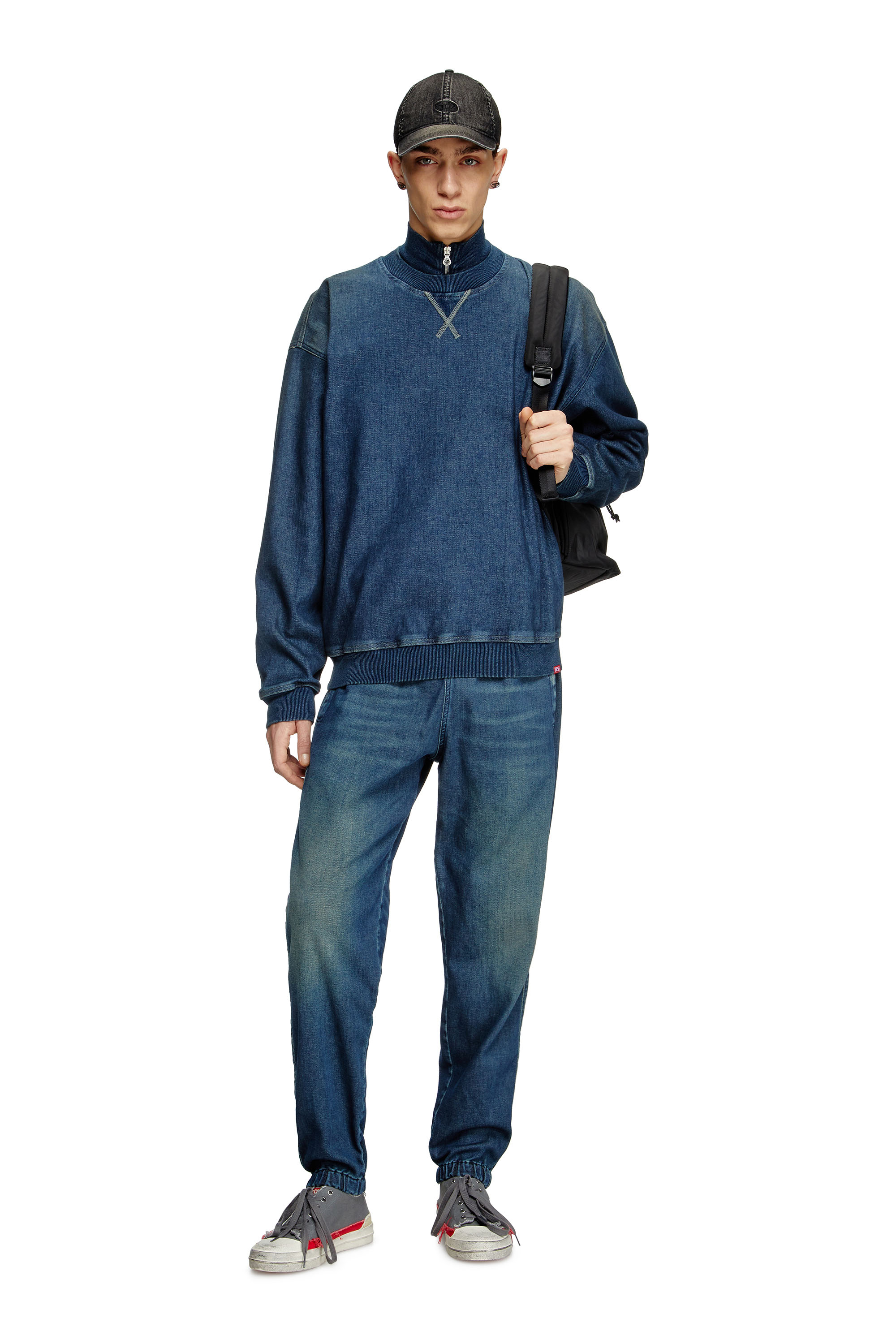 Diesel - D-KRIBY-S TRACK, Sweat-shirt en Track Denim Mixte in Bleu - 1