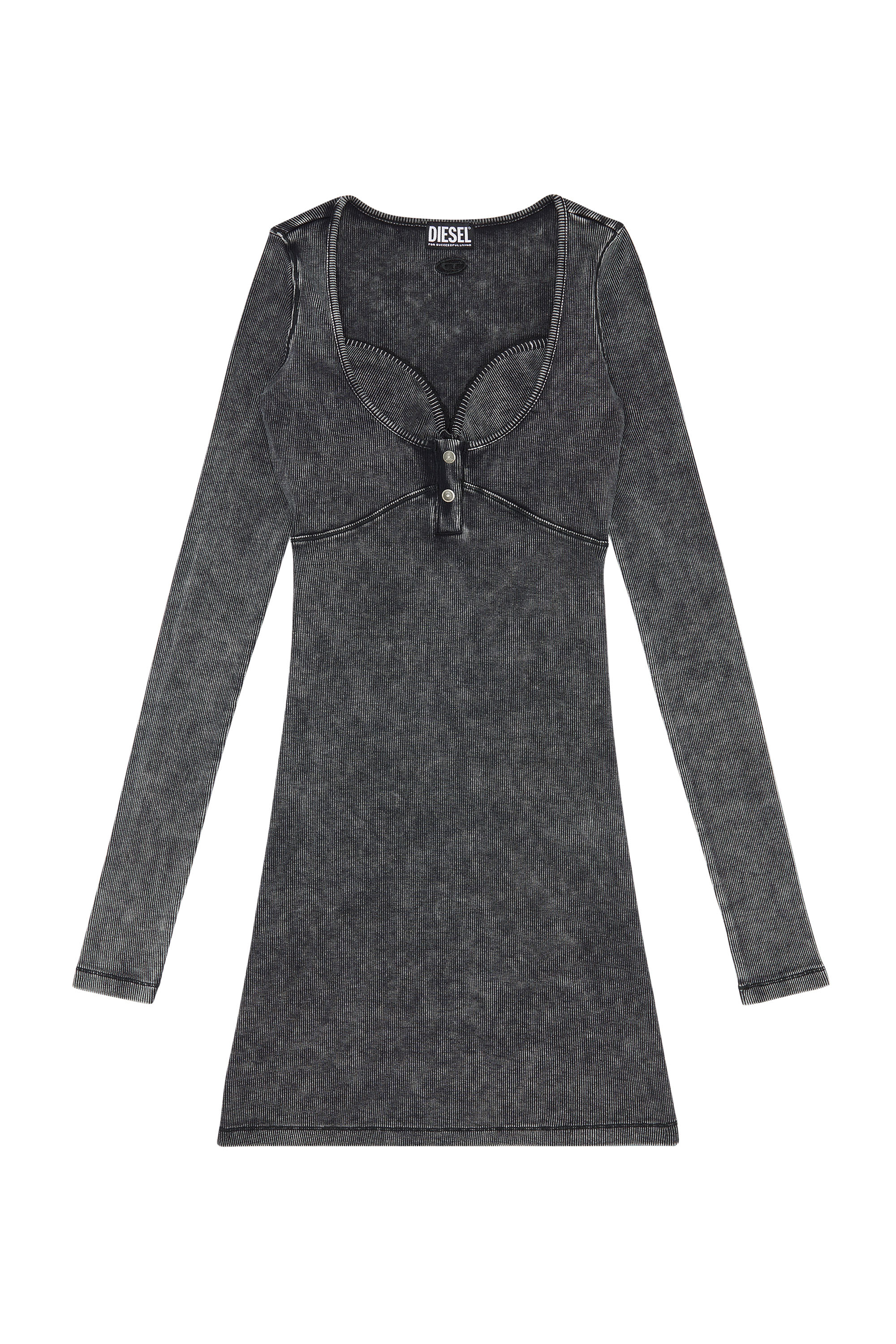 Diesel - D-BRANETTE, Vestido lavado al &aacute;cido con sujetador top Mujer in Negro - 2