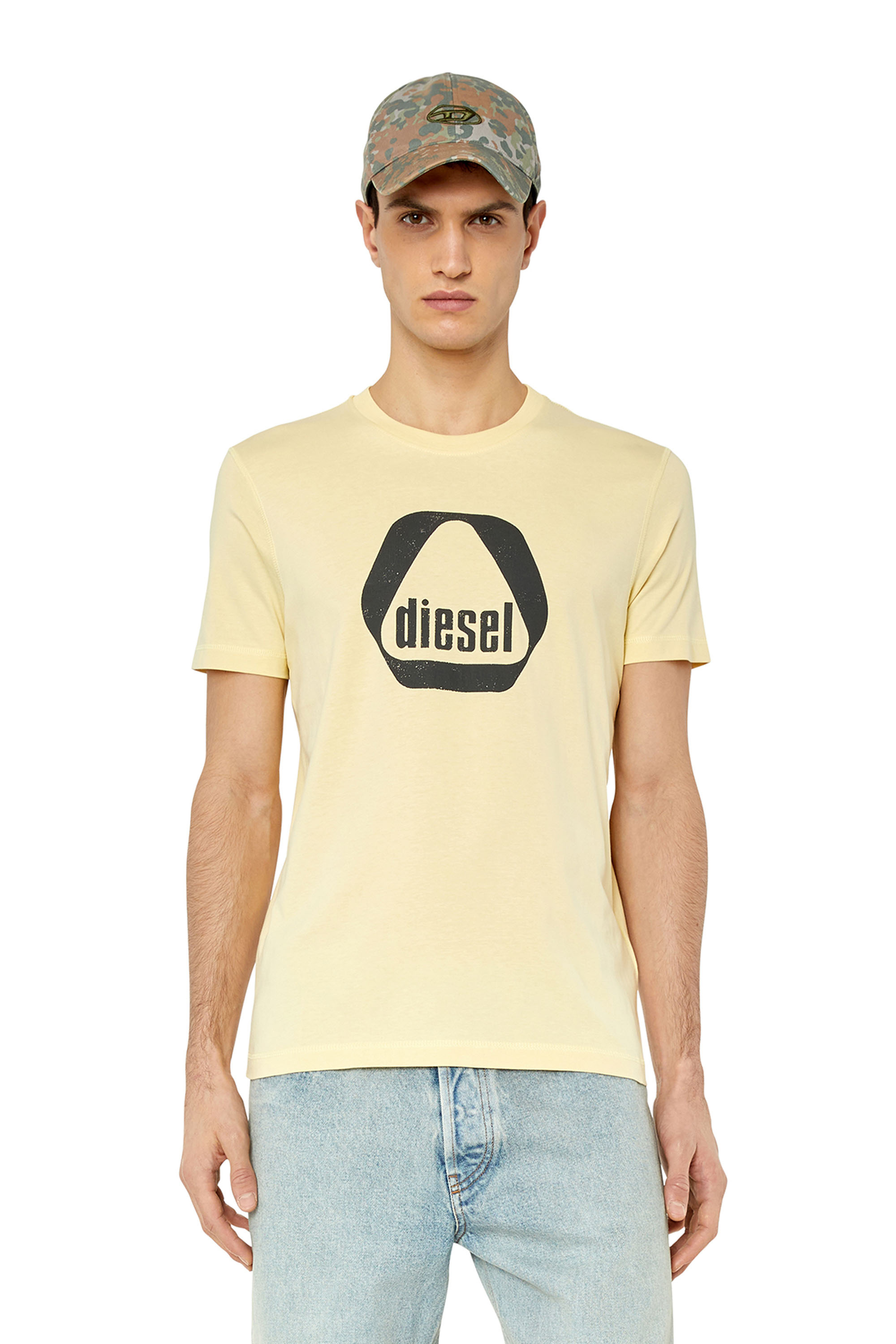 Diesel - T-DIEGOR-G10, Man's T-shirt with utility logo print in Beige - 3