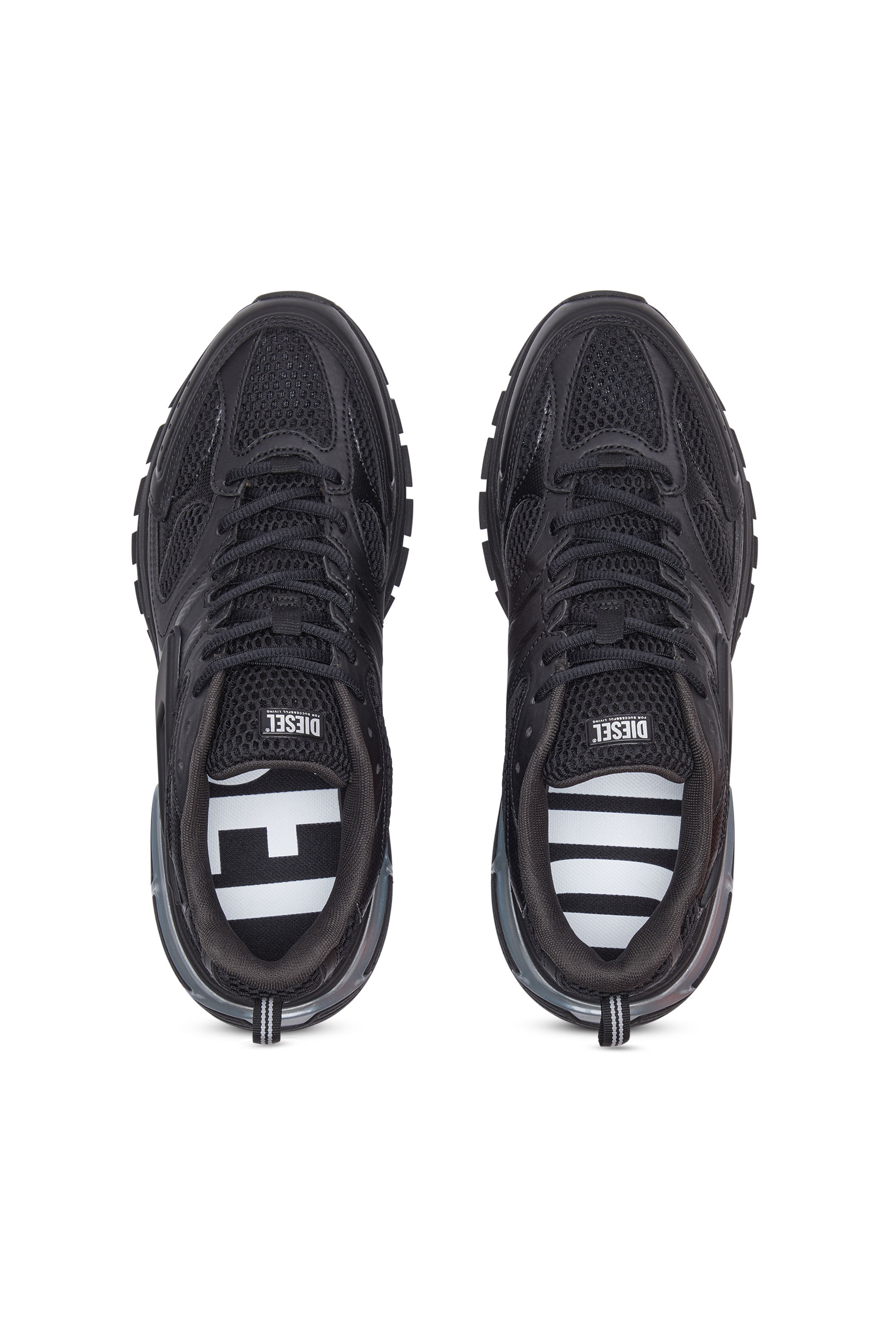 Diesel - S-SERENDIPITY PRO-X1, Man's S-Serendipity Pro-X1 - Mesh sneakers with embossed overlays in Black - 4