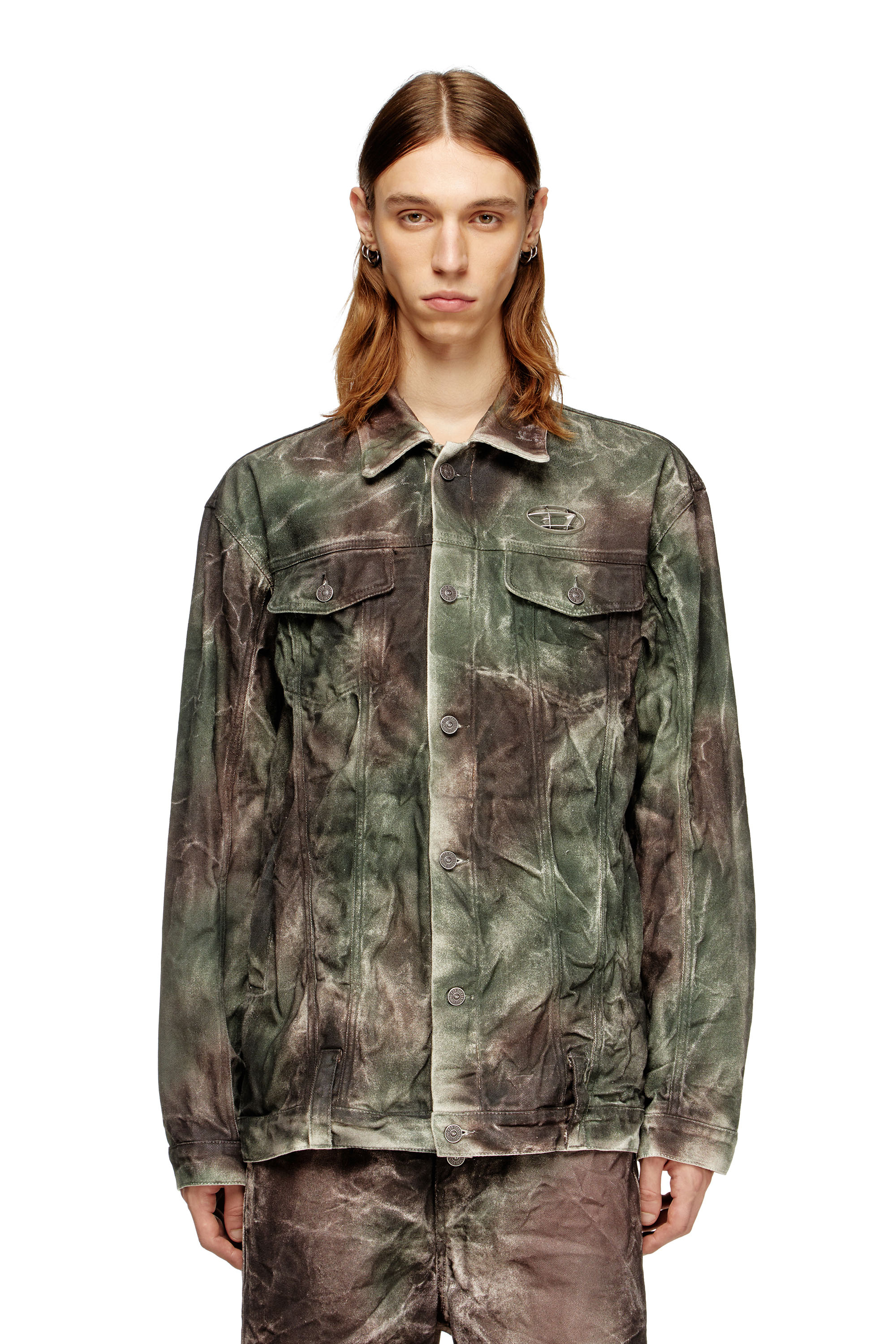 Diesel - J-THUG-JKT, Veste camionneur en toile camouflage froissée Mixte in Polychrome - 1