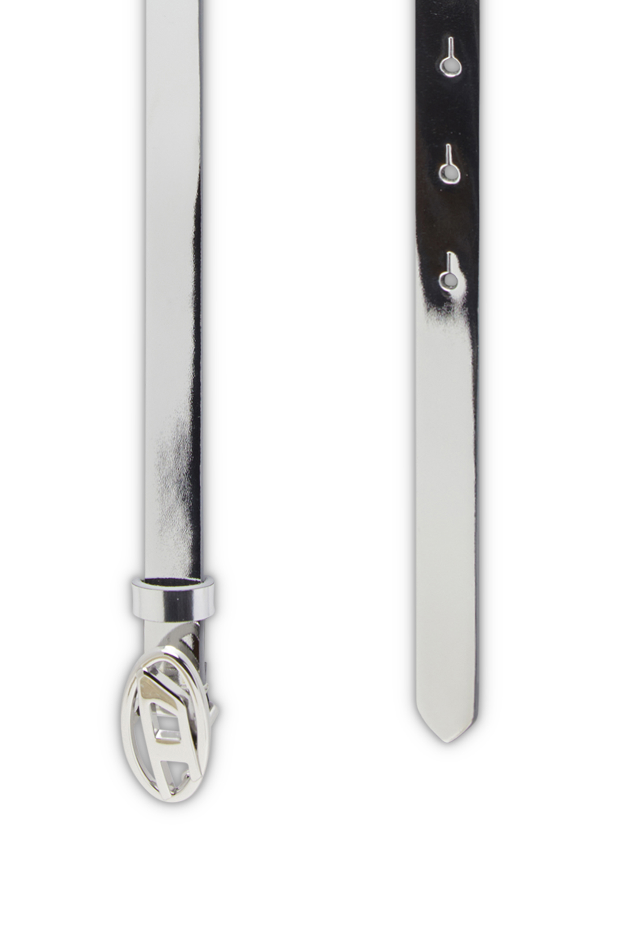 Diesel - B-1DR 15, Woman's 1.5cm belt with mirrored metallic finish in Silver - 2
