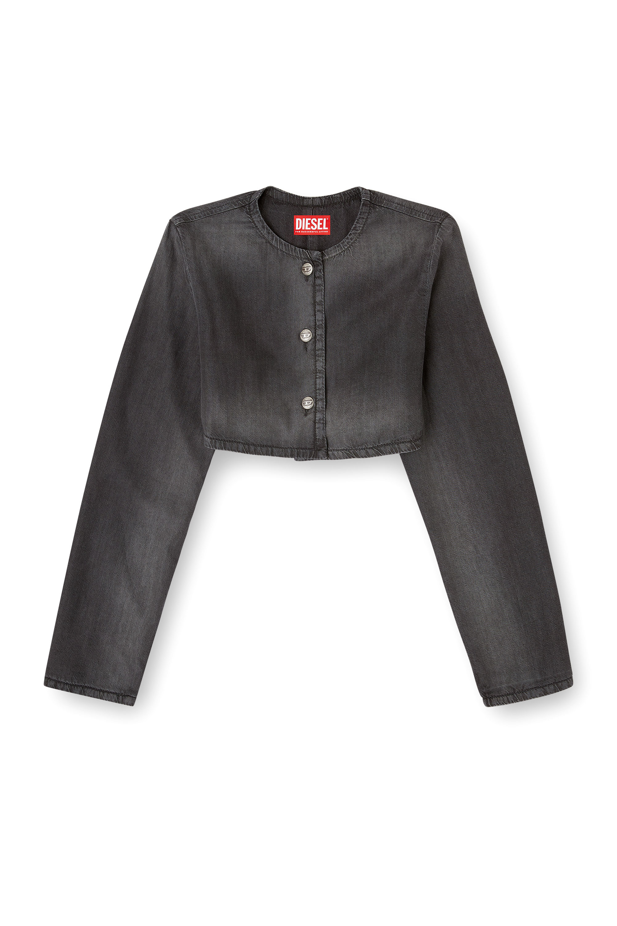 Diesel - DE-TERRI-S, Woman's Cropped jacket in lightweight denim in Black - 3