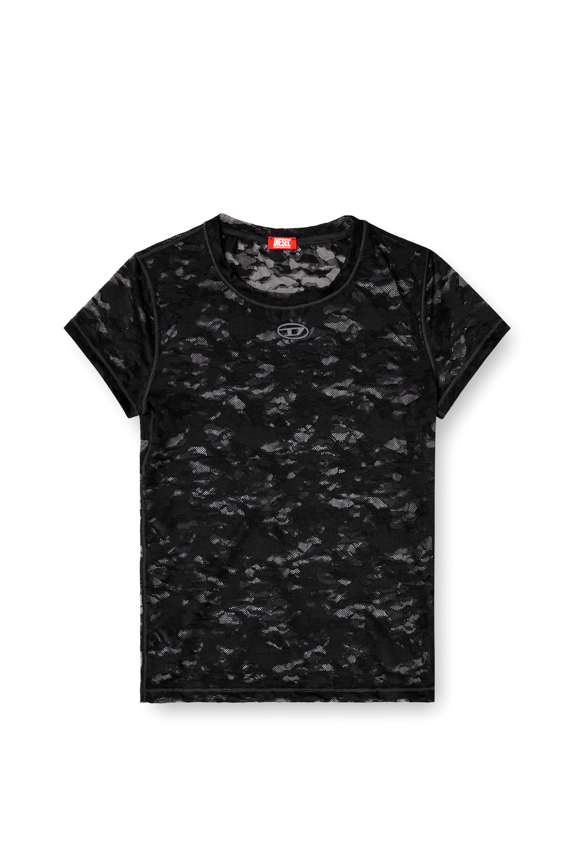 Diesel - KASIA-UTLT, Camiseta de encaje camuflado Mujer in Negro - 6