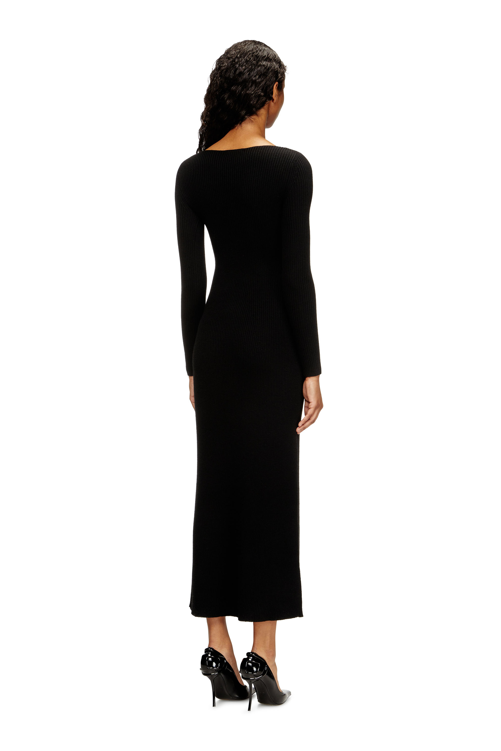 Diesel - M-OLONI, Female's Midi wool dress with inlay in null - 4