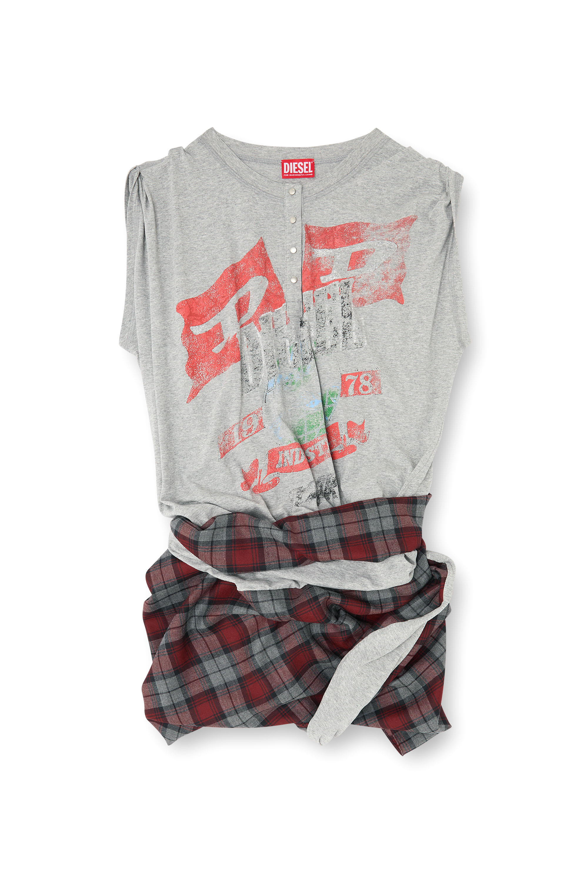Diesel - J-VOXA-CHECK, Female's Playsuit in jersey and check wool in Grey - 2