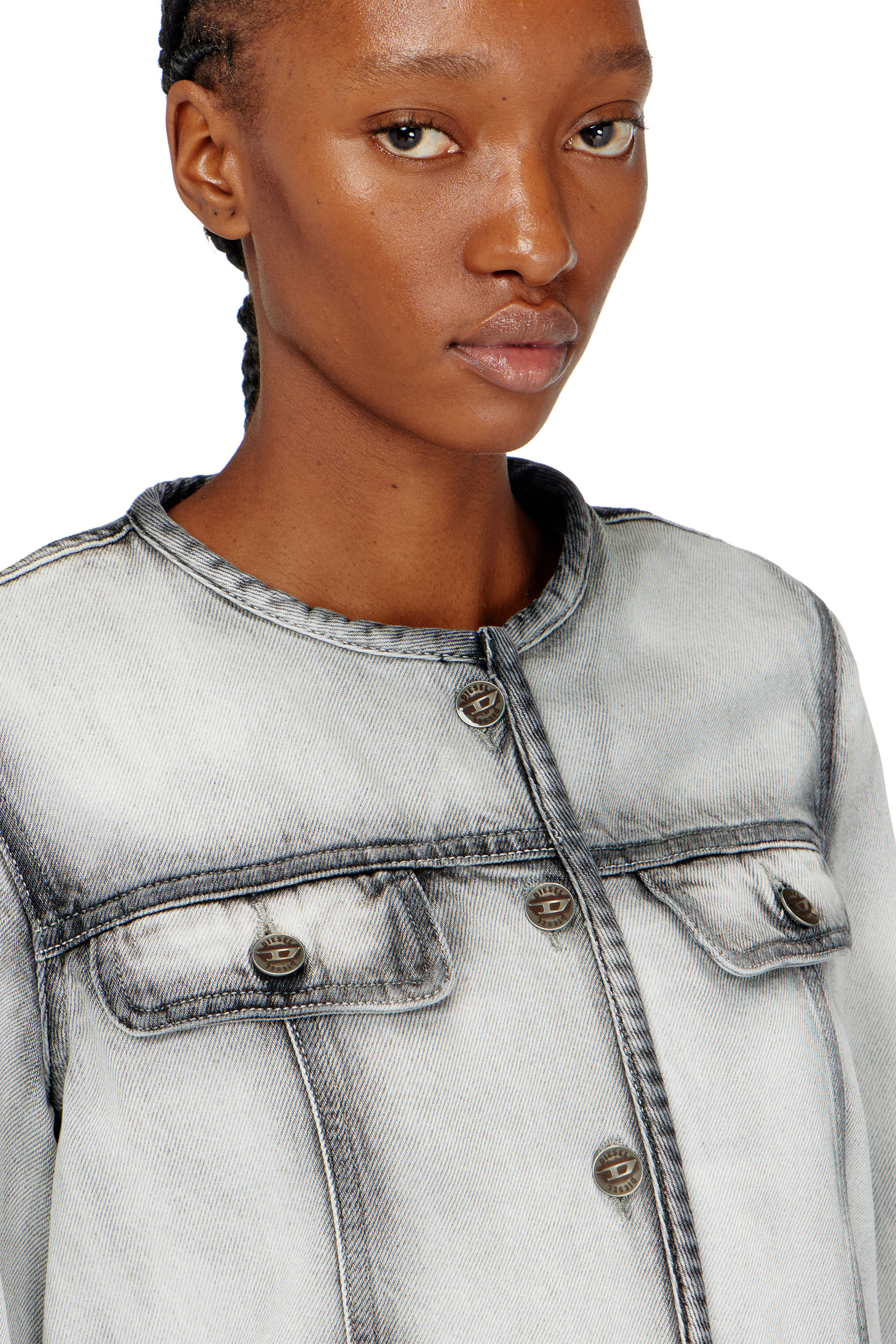 Diesel - DE-GRAFY-FSI, Chaqueta en denim skeleton suave Mujer in Gris - 4