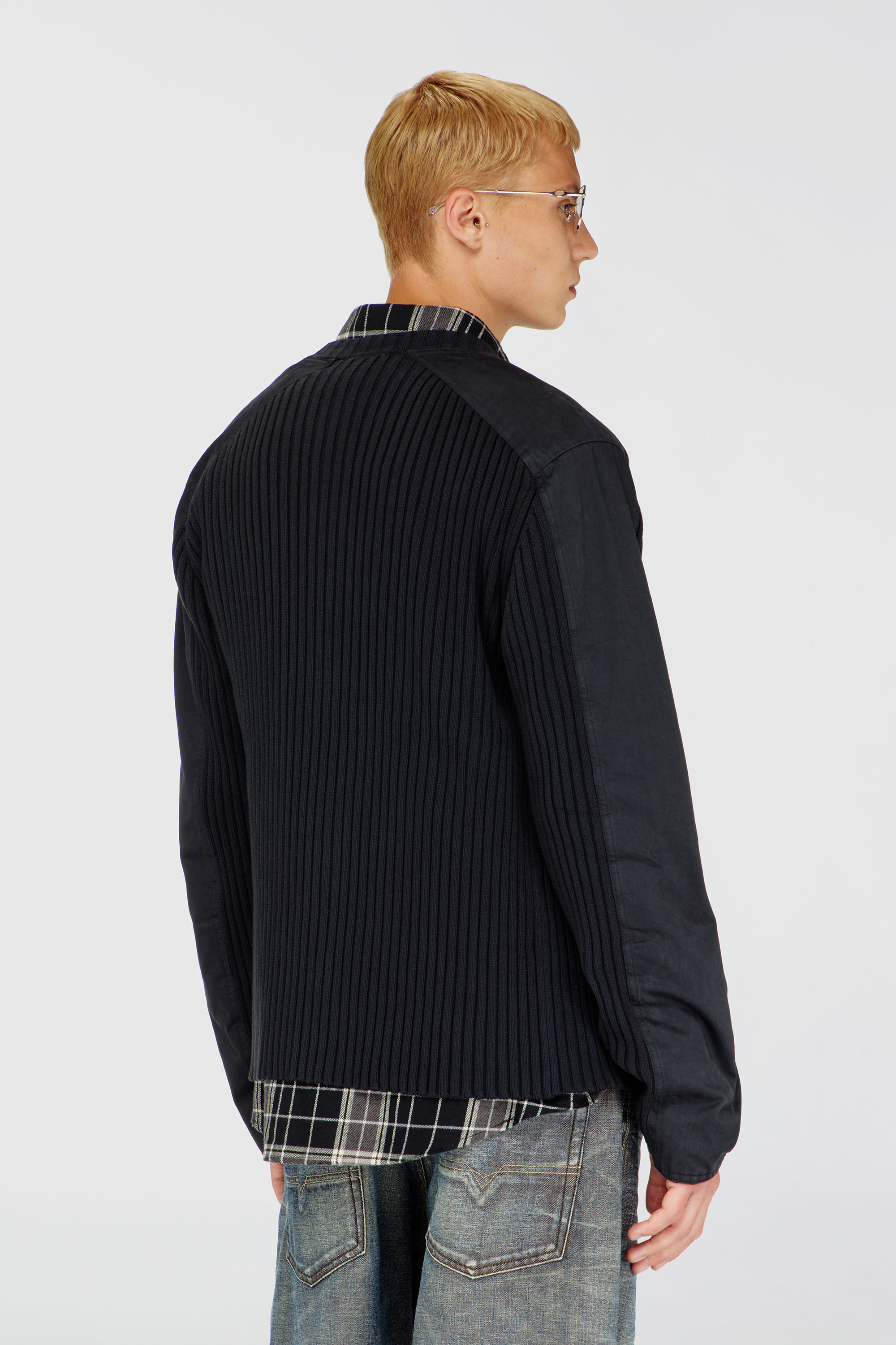 Diesel - K-MATTY, C&aacute;rdigan con cremallera y paneles utility Hombre in Negro - 4