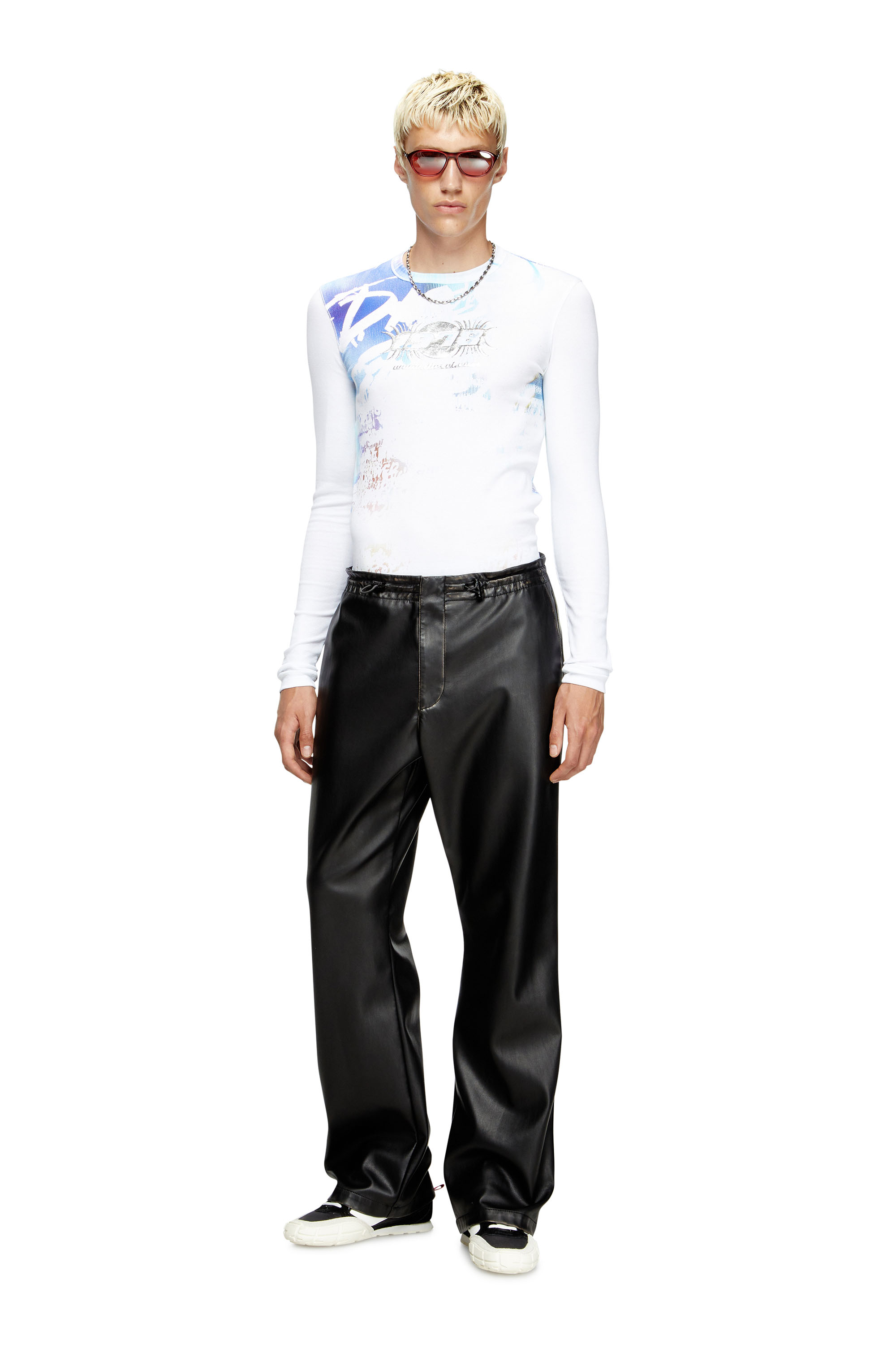 Diesel - T-RIBBER-LS-T3, Man's Long-sleeve T-shirt with graffiti print in White - 2