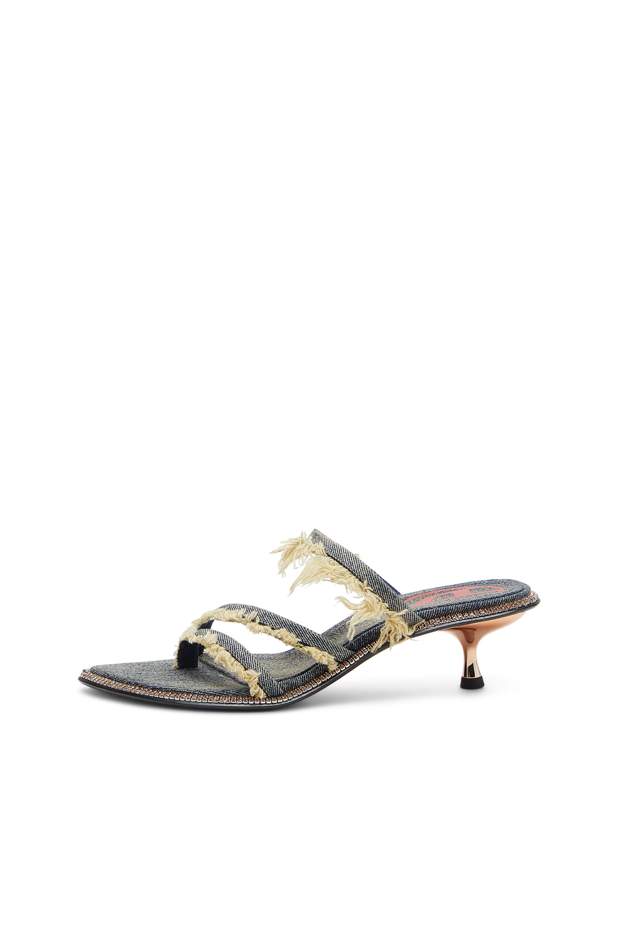 Diesel - D-HAVANNA KITTIE, Female's D-Havanna Kittie-Frayed-denim mules with crystals in Blue - 8