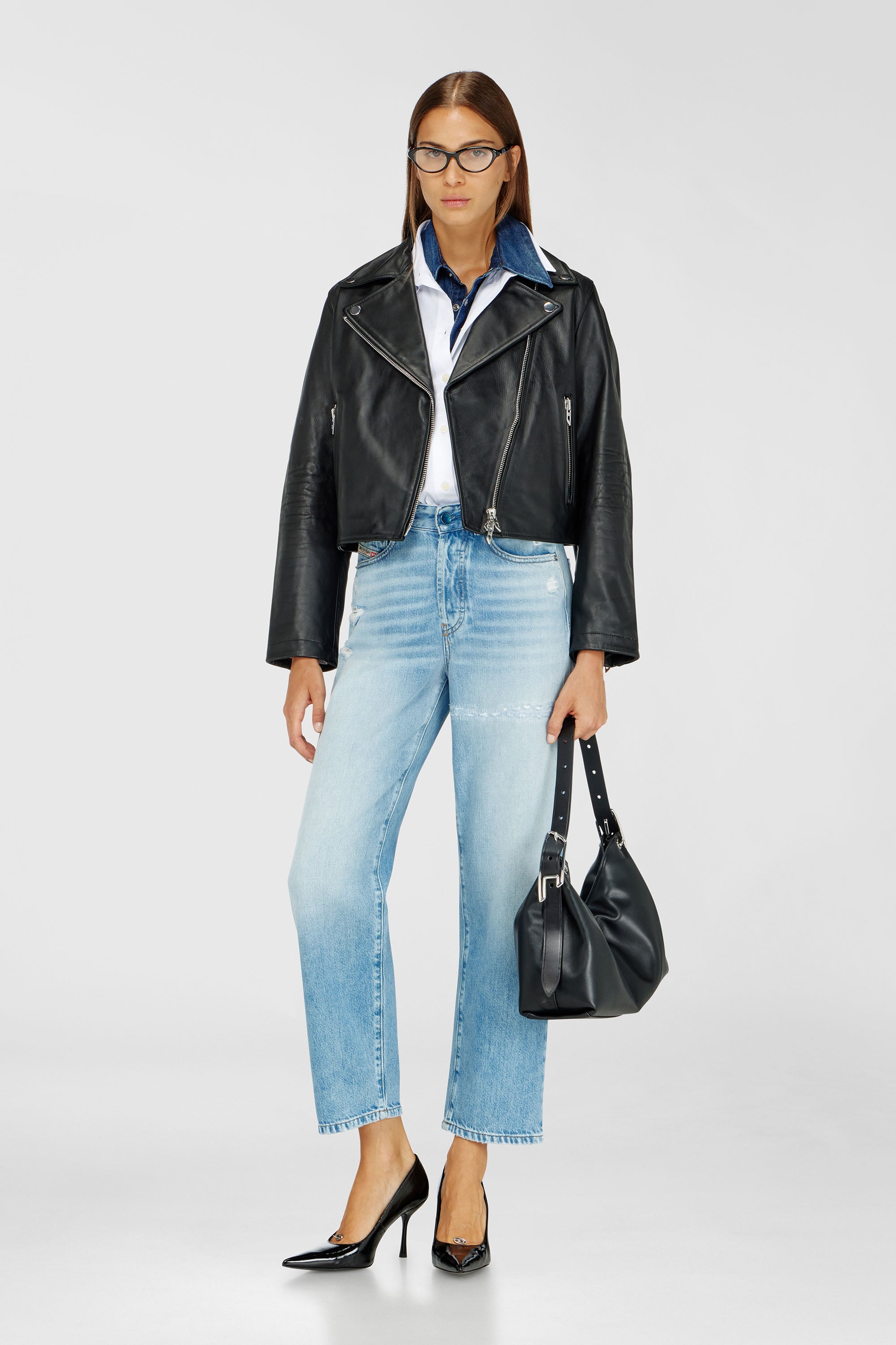 Diesel - L-UNATIC, Female's Biker jacket in waxed leather in Black - 2