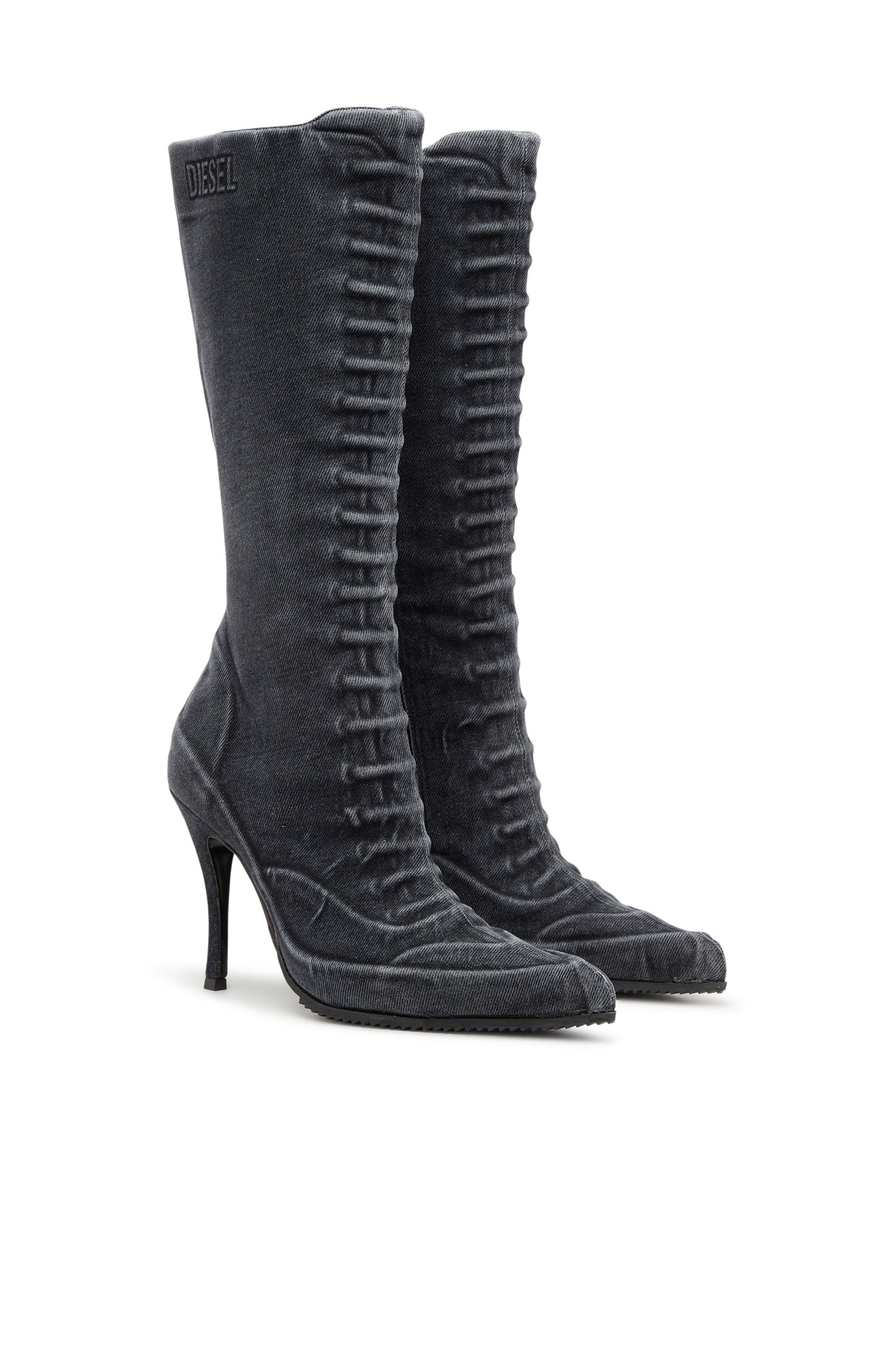 Diesel - D-CLOUD HBT, D-Cloud-Botte en denim délavé Femme in Noir - 3
