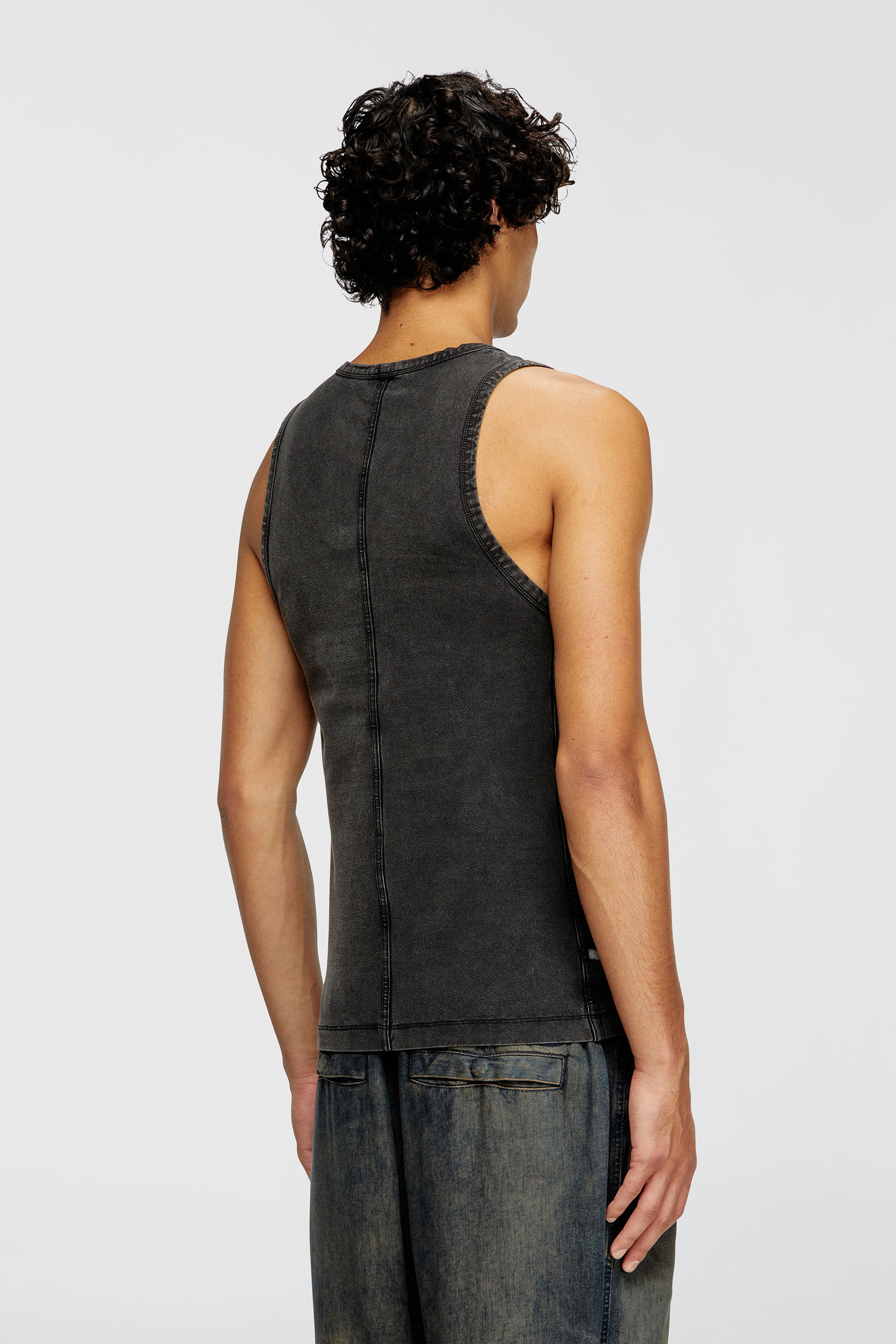 Diesel - T-MELY-SL, Man's Tank top in denim-look jersey in Black - 4
