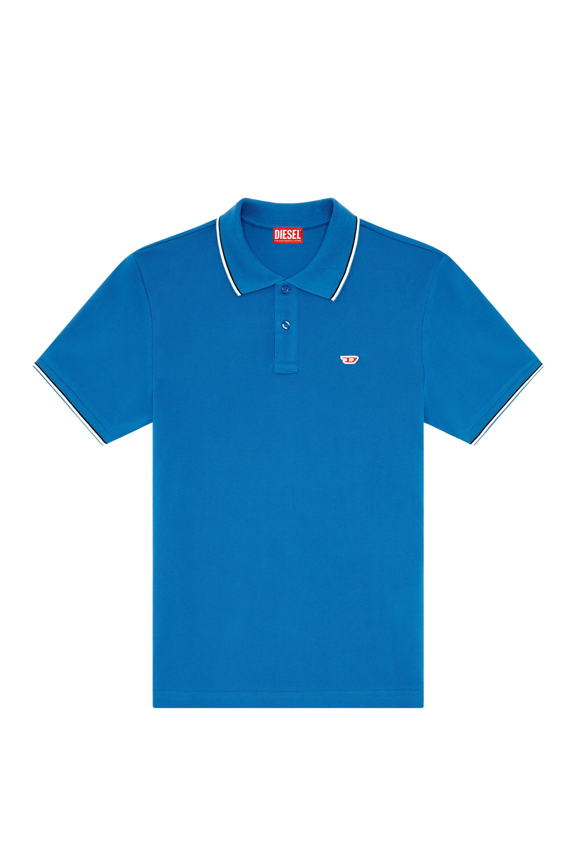 Diesel - T-SMITH-D, Male's Polo shirt with striped trims in Blue - 2