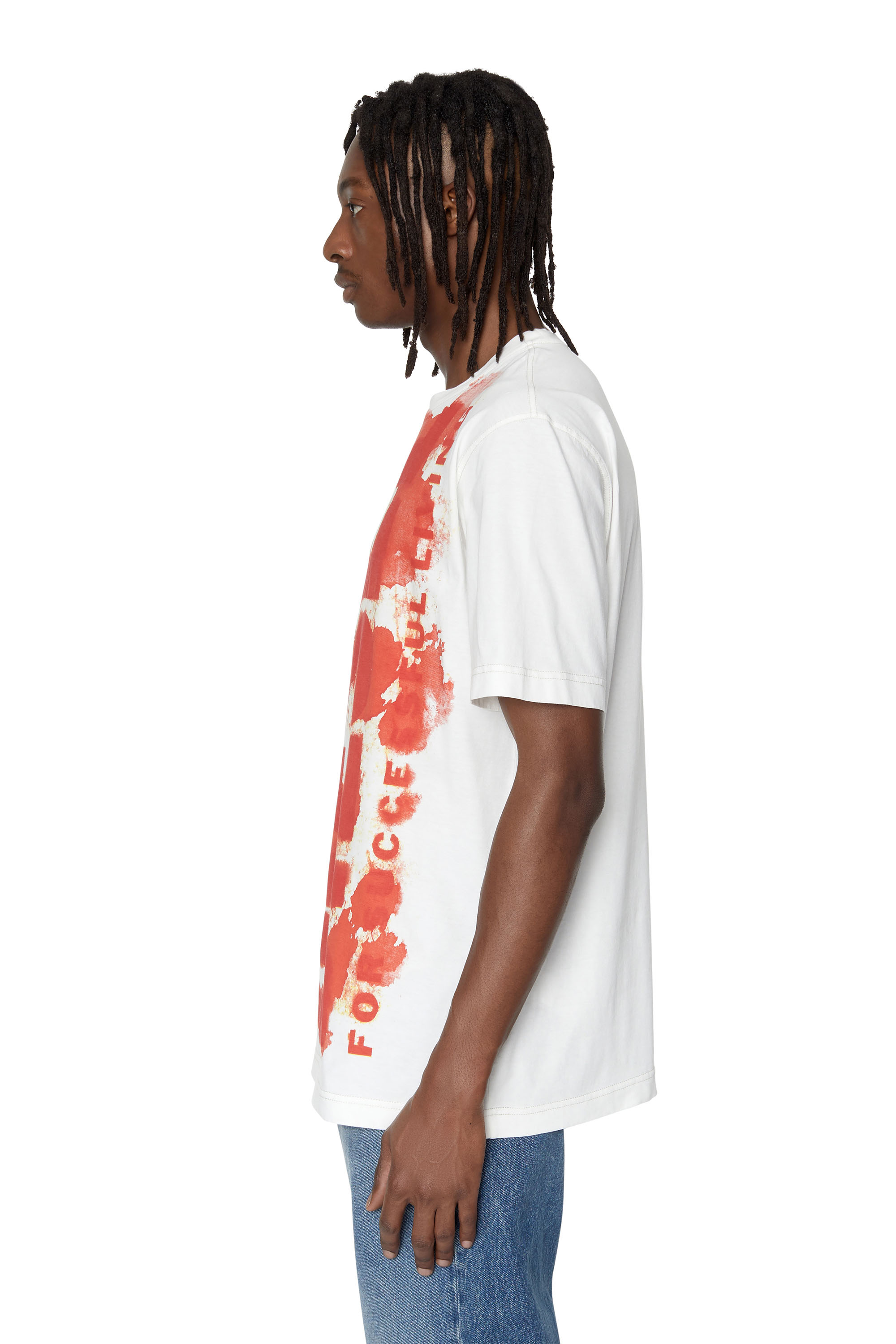 Diesel - T-JUST-E16, Man's T-shirt with bleeding logo print in White - 6