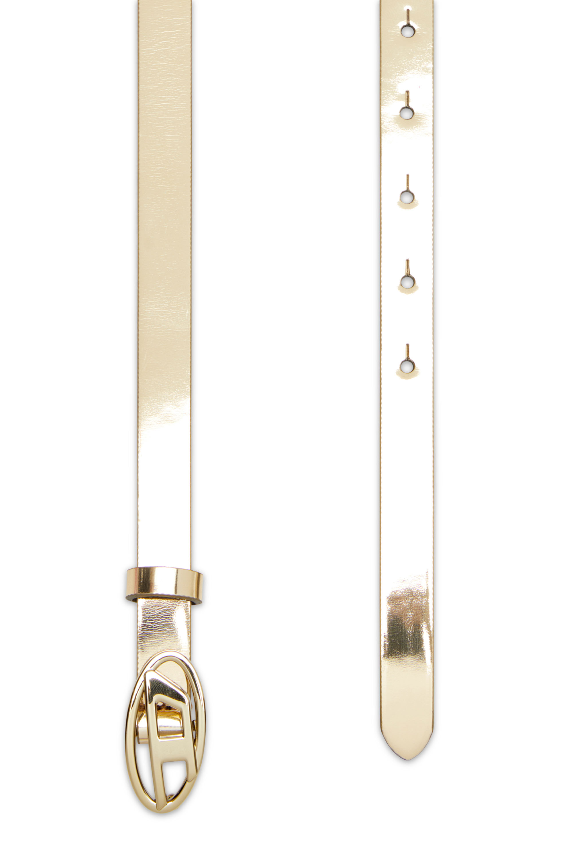 Diesel - B-1DR 15, Woman's 1.5cm slim belt with mirrored metallic finish in Bronze - 2