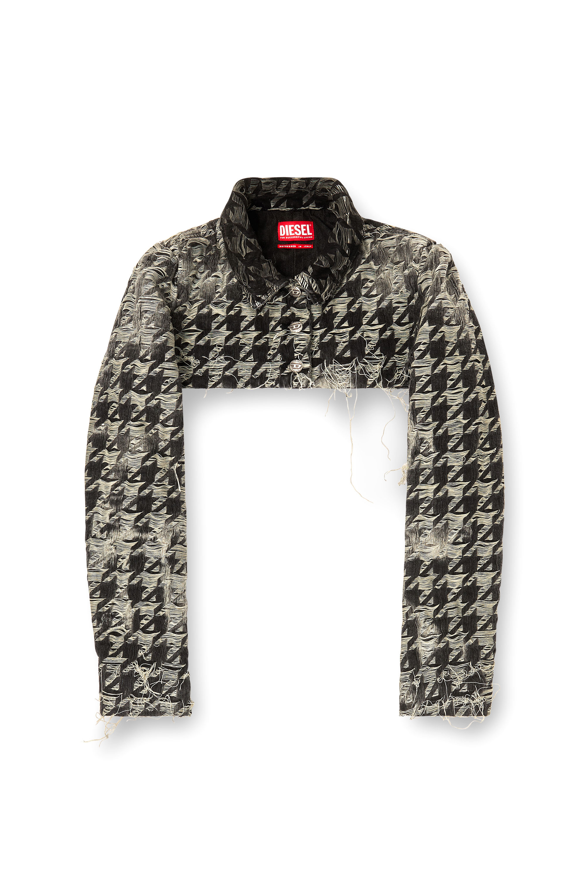 Diesel - DE-ANSIS-FSH2, Shrug en denim tissé pied-de-poule Femme in Noir - 3