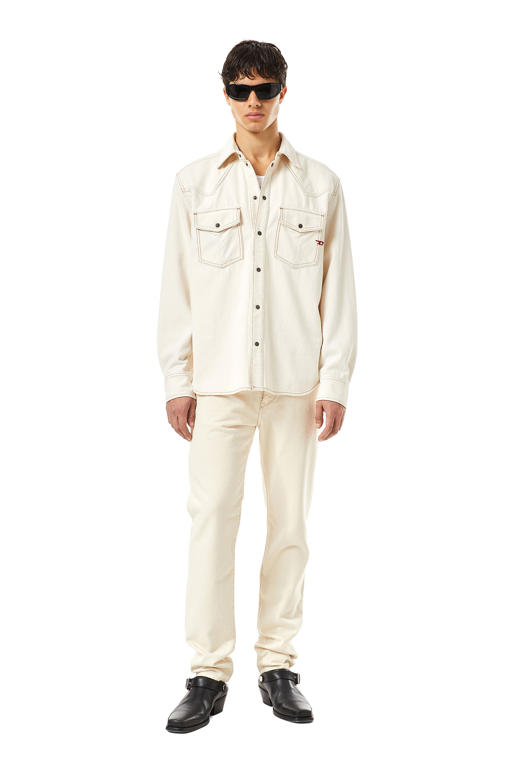 Diesel - D-OCEAN WESTERN SHIRT, Man's Western shirt in denim in White - 1
