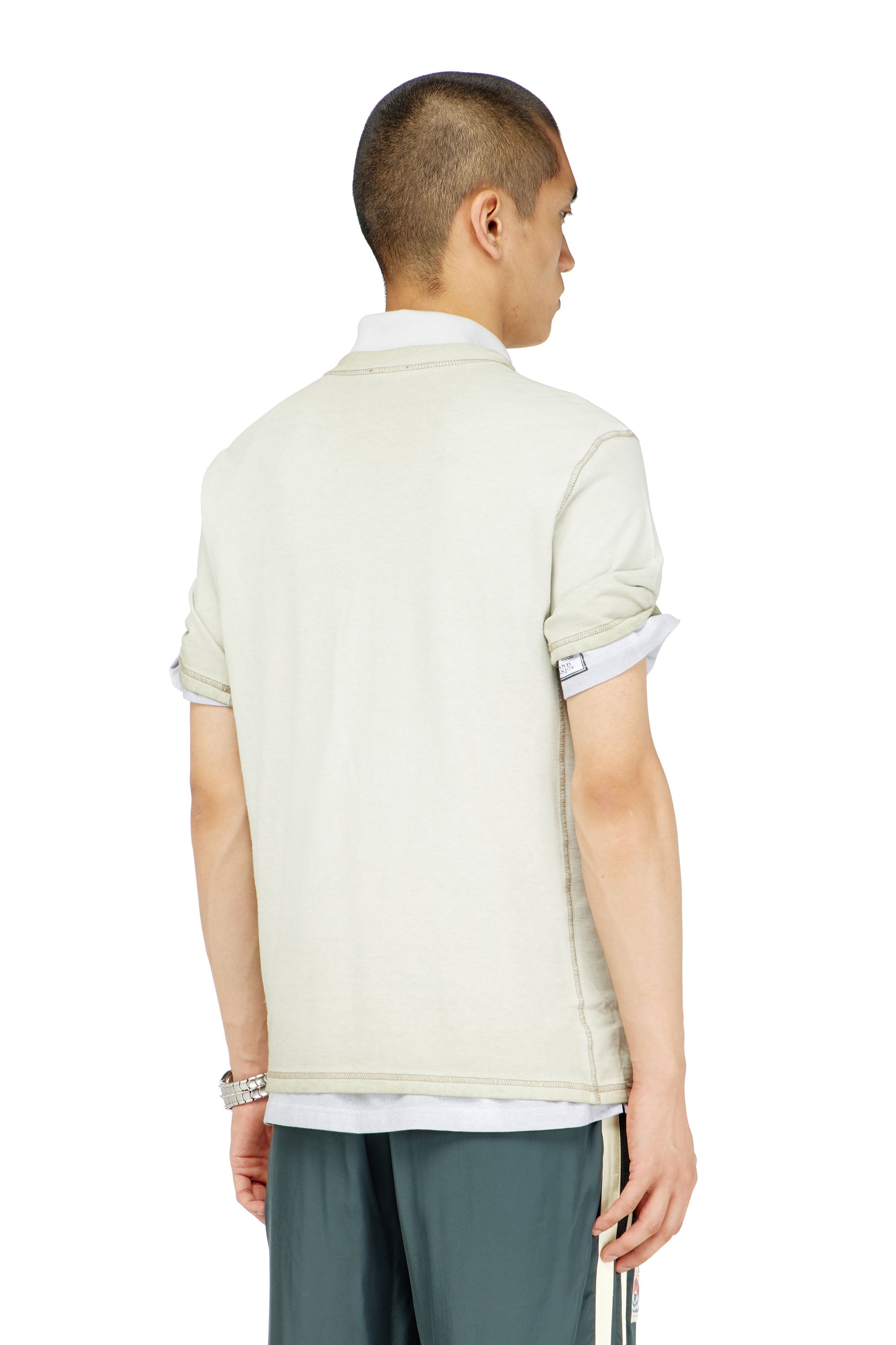 Diesel - T-BOWIE, Man's T-shirt with patches and microwaffle sides in Light Grey - 4