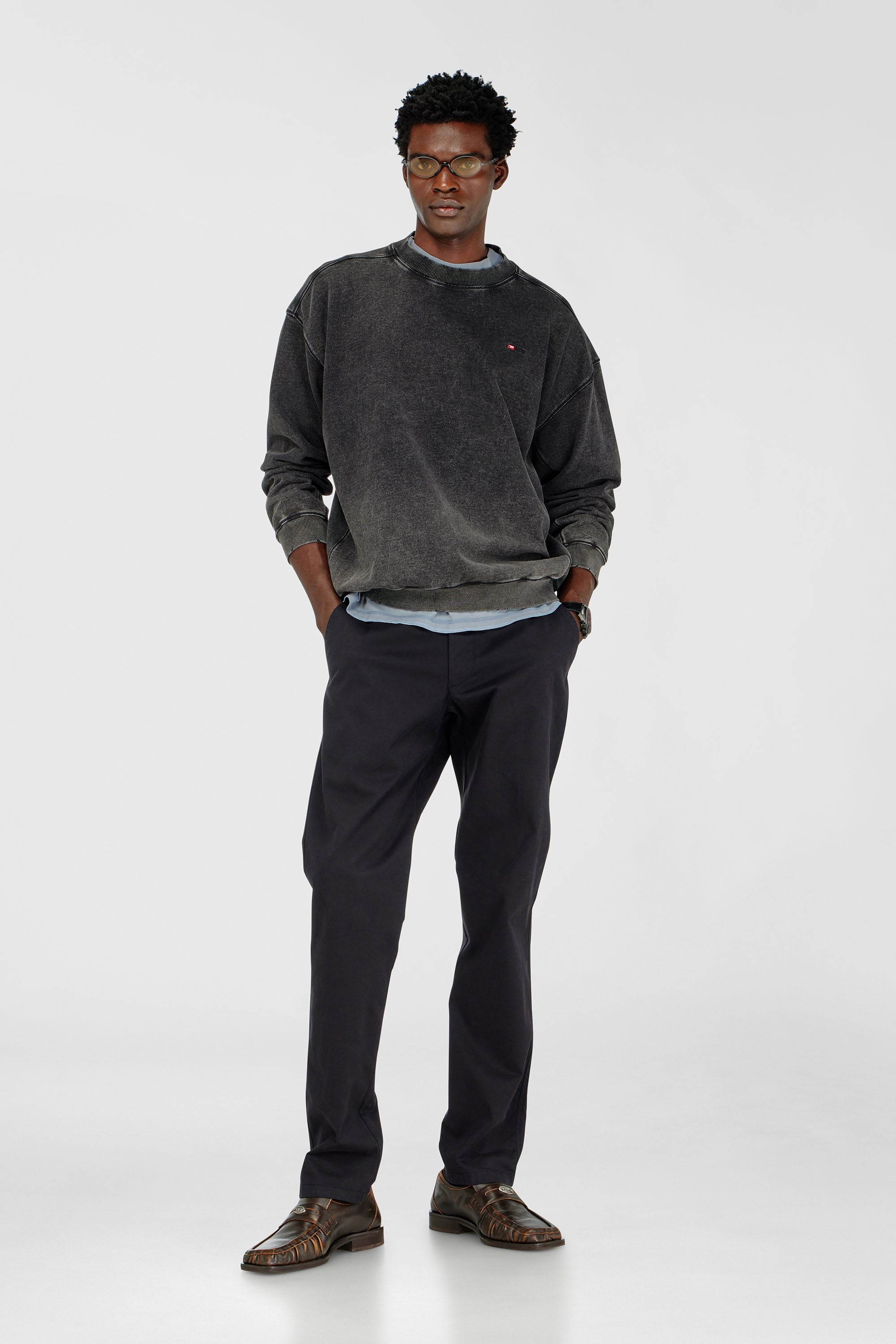 Diesel - P-DEFINE-EPCH, Pantalones de algod&oacute;n con presilla utilitaria Hombre in Negro - 1