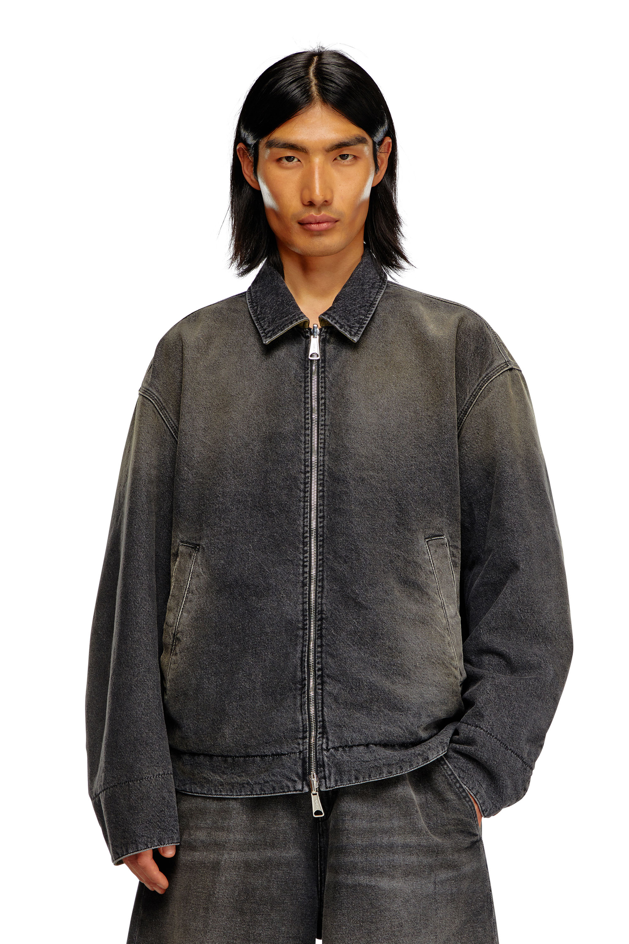 Men's Reversible jacket in denim and nylon | Black | Diesel