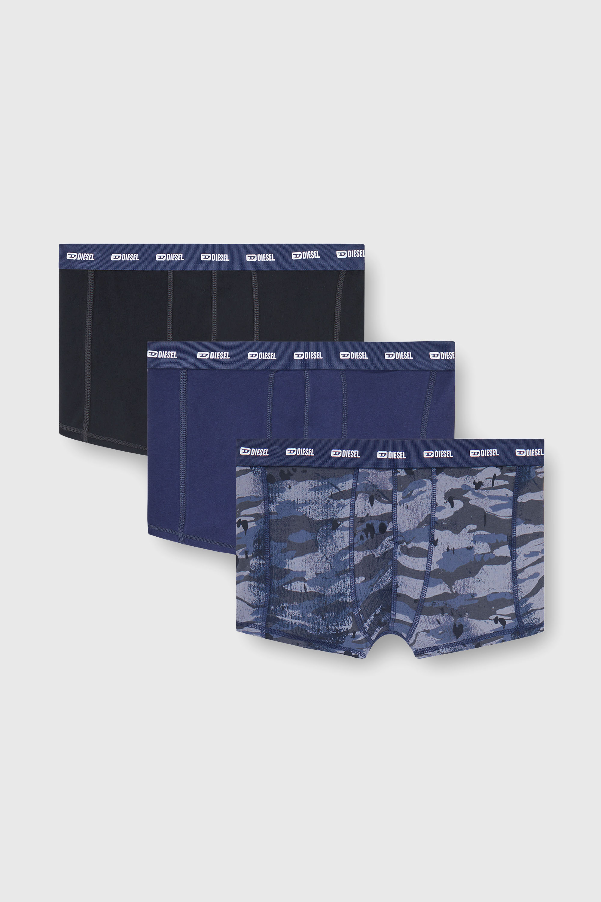 Diesel - DAMIEN-UTLT-3PACK, Man's Three-pack of boxer briefs plain and camo in Blue/Black - 4