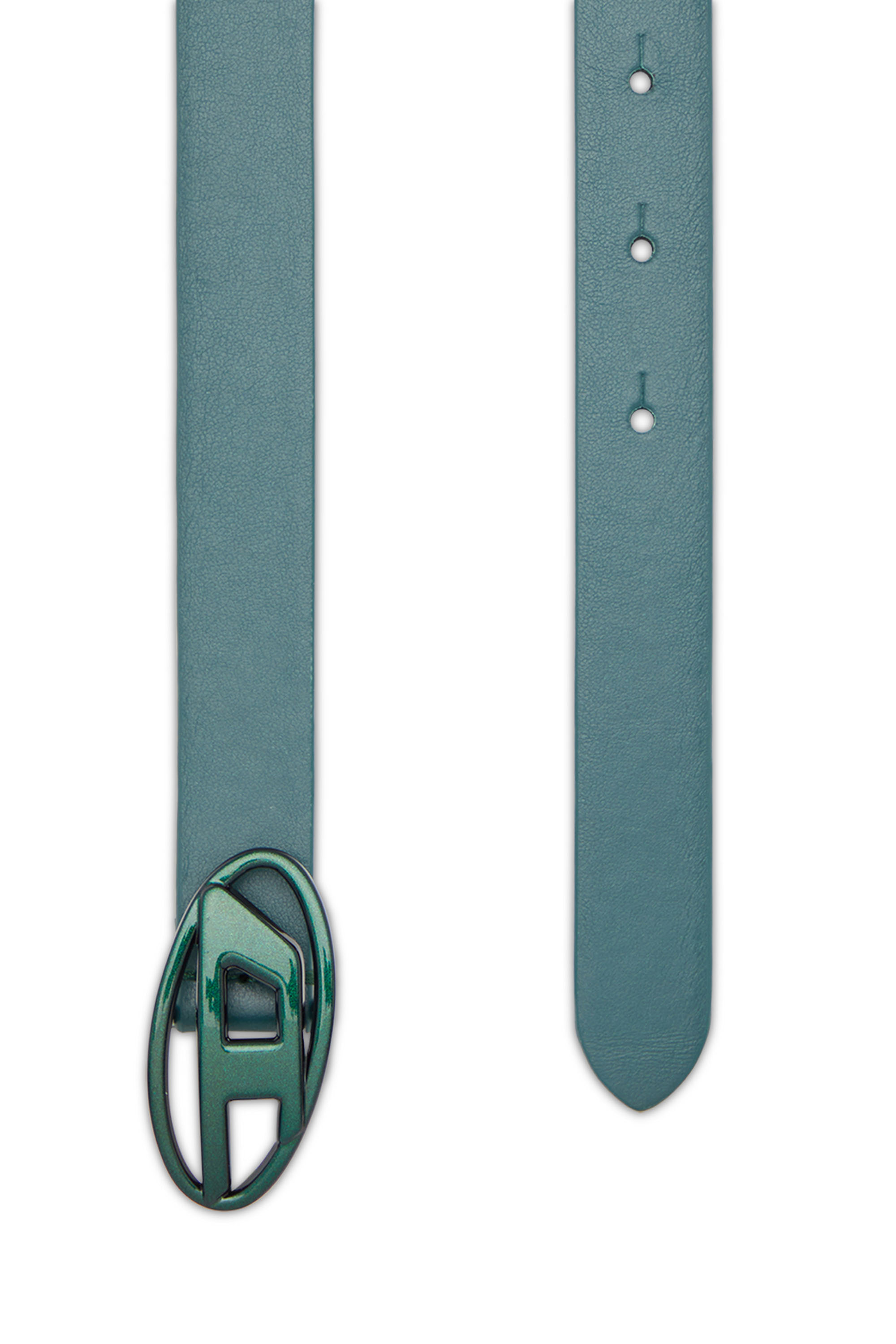 Women's Slim leather belt with iridescent buckle