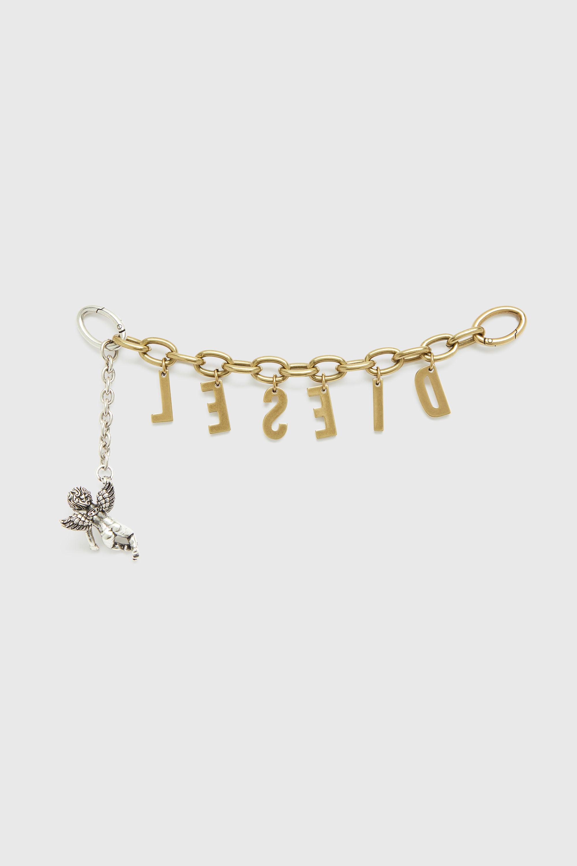 Diesel - CHAIN-D III S, Woman's Metal letter charm with cherub in Gold - 2