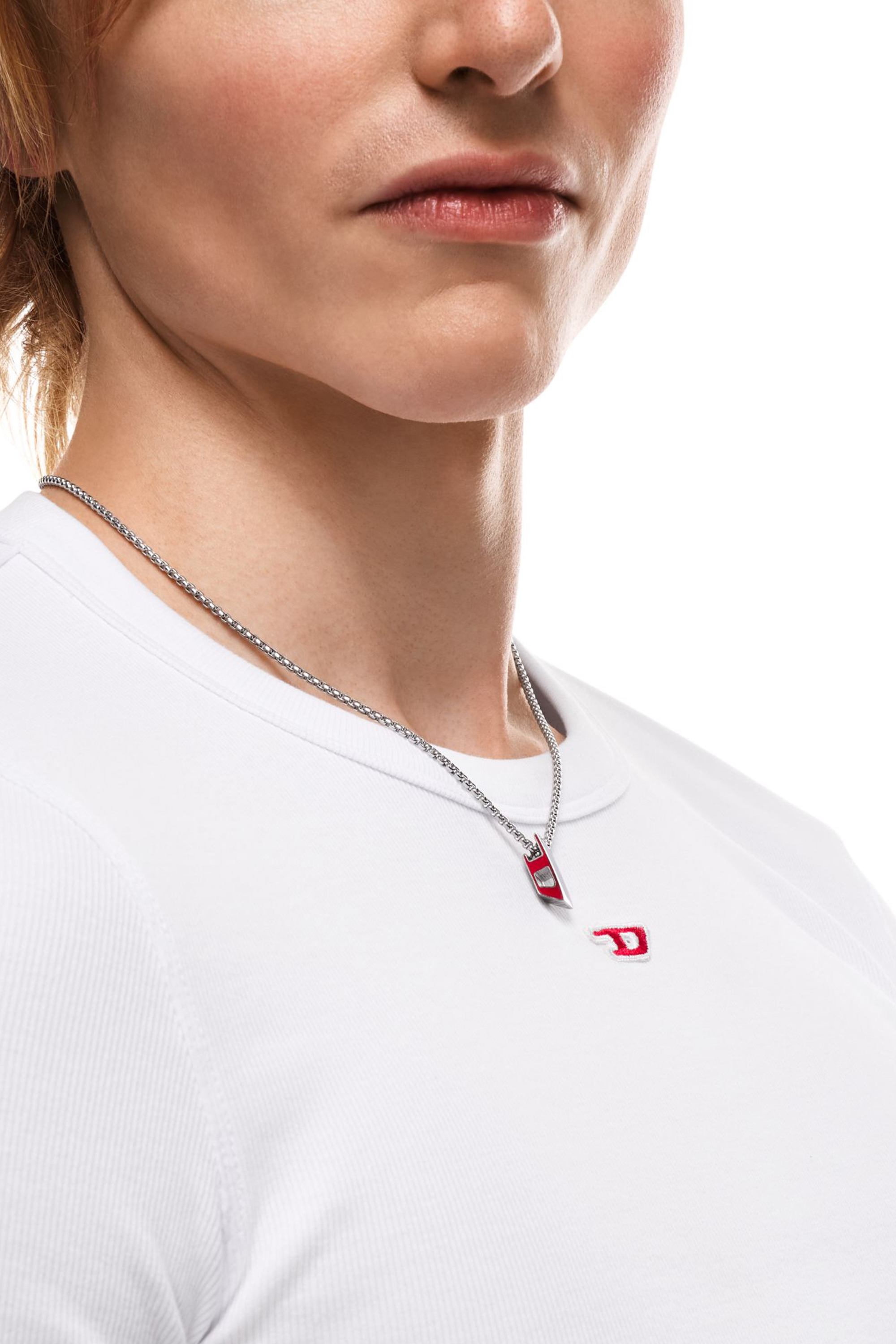 Diesel - DX1689040 JEWELLERY, Unisex's Stainless steel pendant necklace in Silver/Red - 6