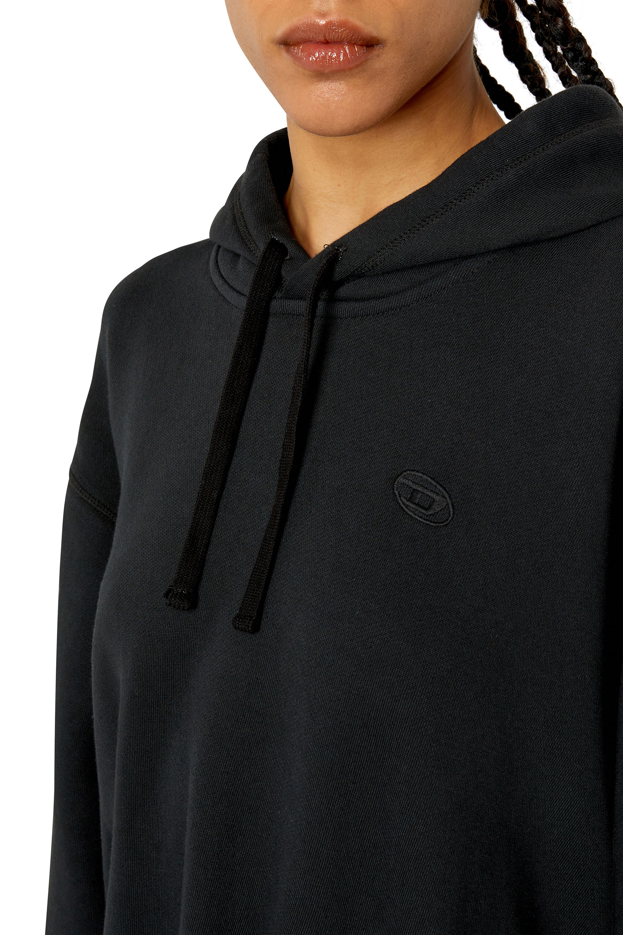 Diesel - D-ROLE, Woman's Hoodie dress with handkerchief hem in Black - 4