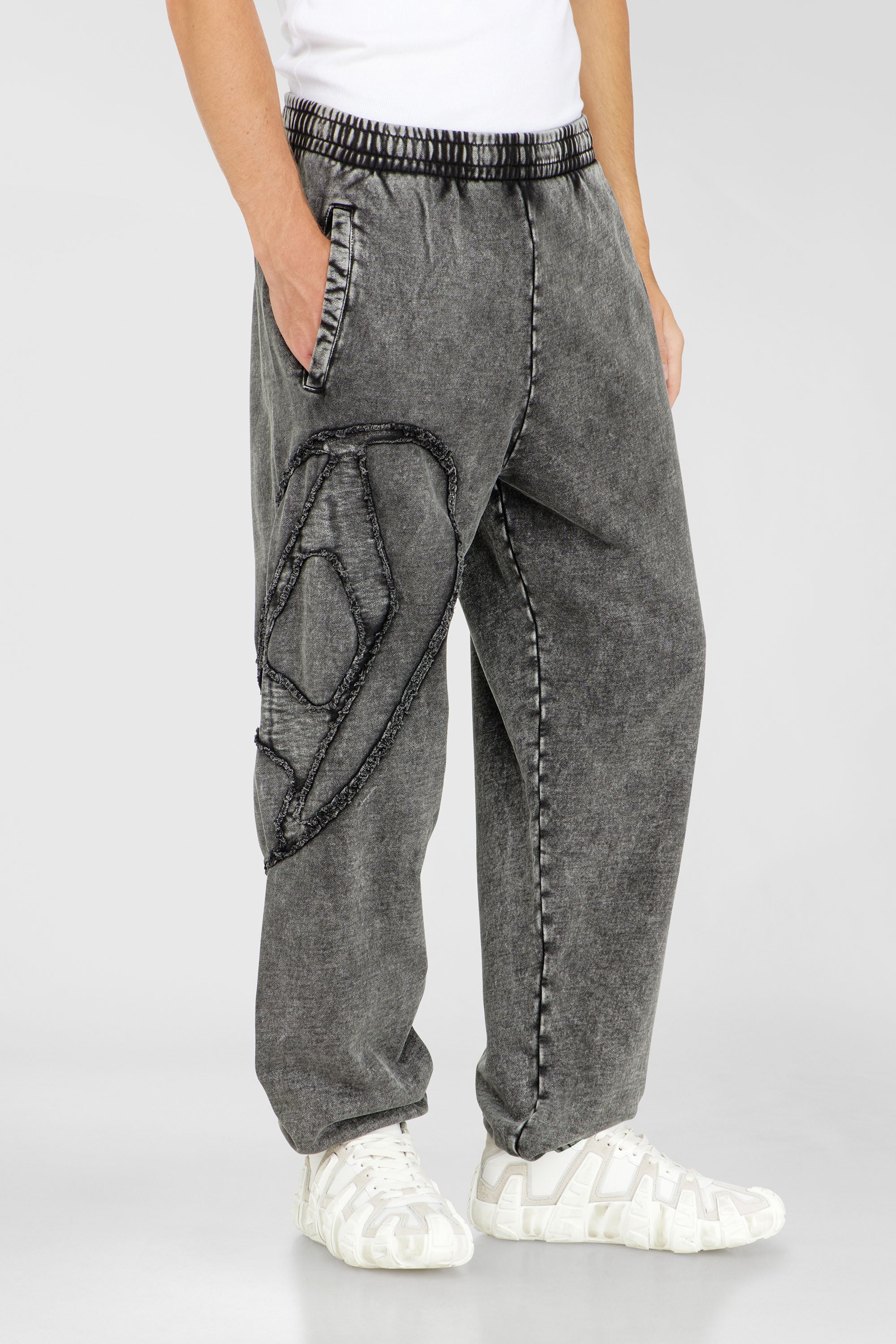 Diesel - P-MARKY-DEN, Male's Organic cotton sweatpants with Oval D patch in Dark Grey - 1