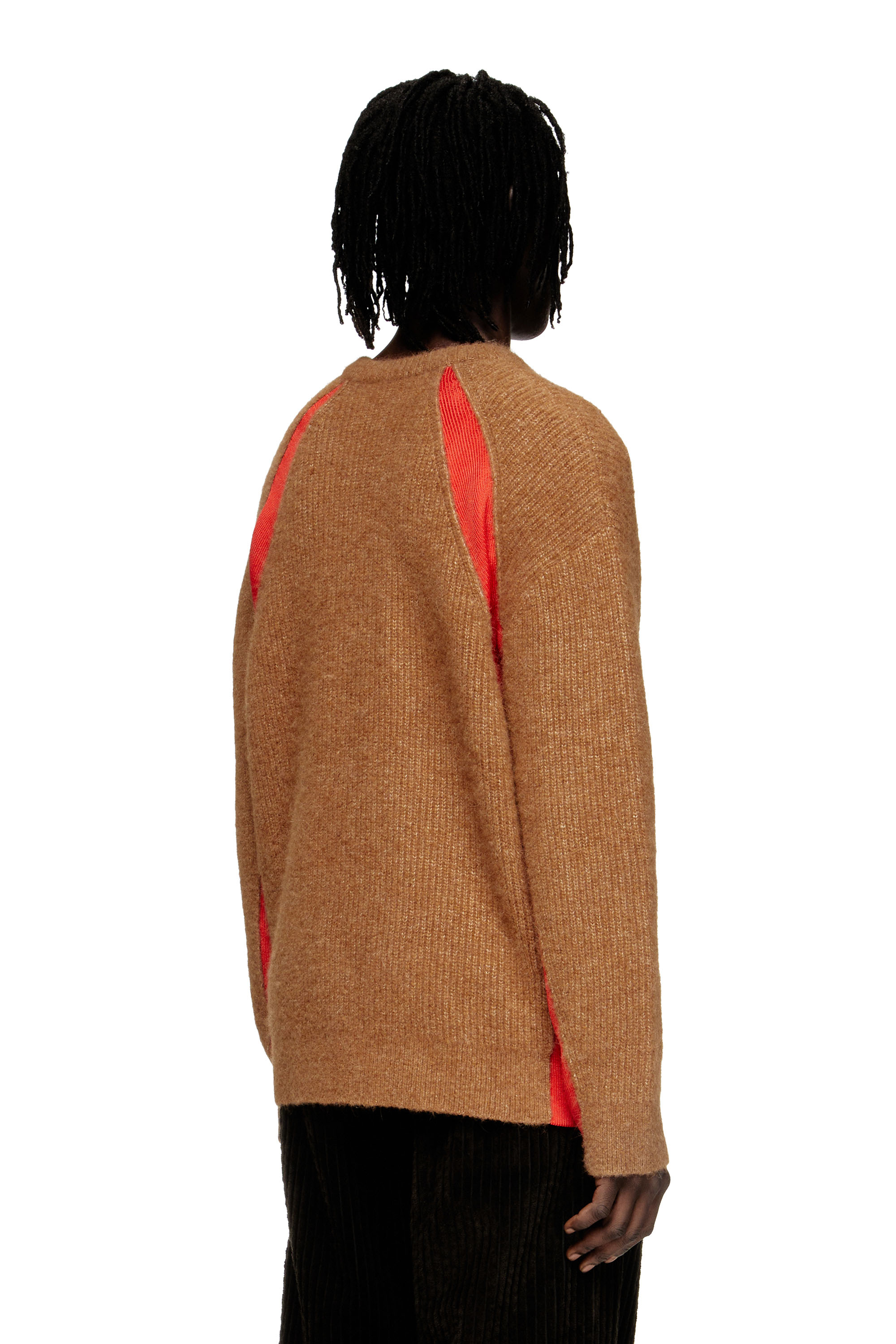 Diesel - K-LOLLO, Male's Alpaca-blend jumper with contrast inserts in Brown - 3