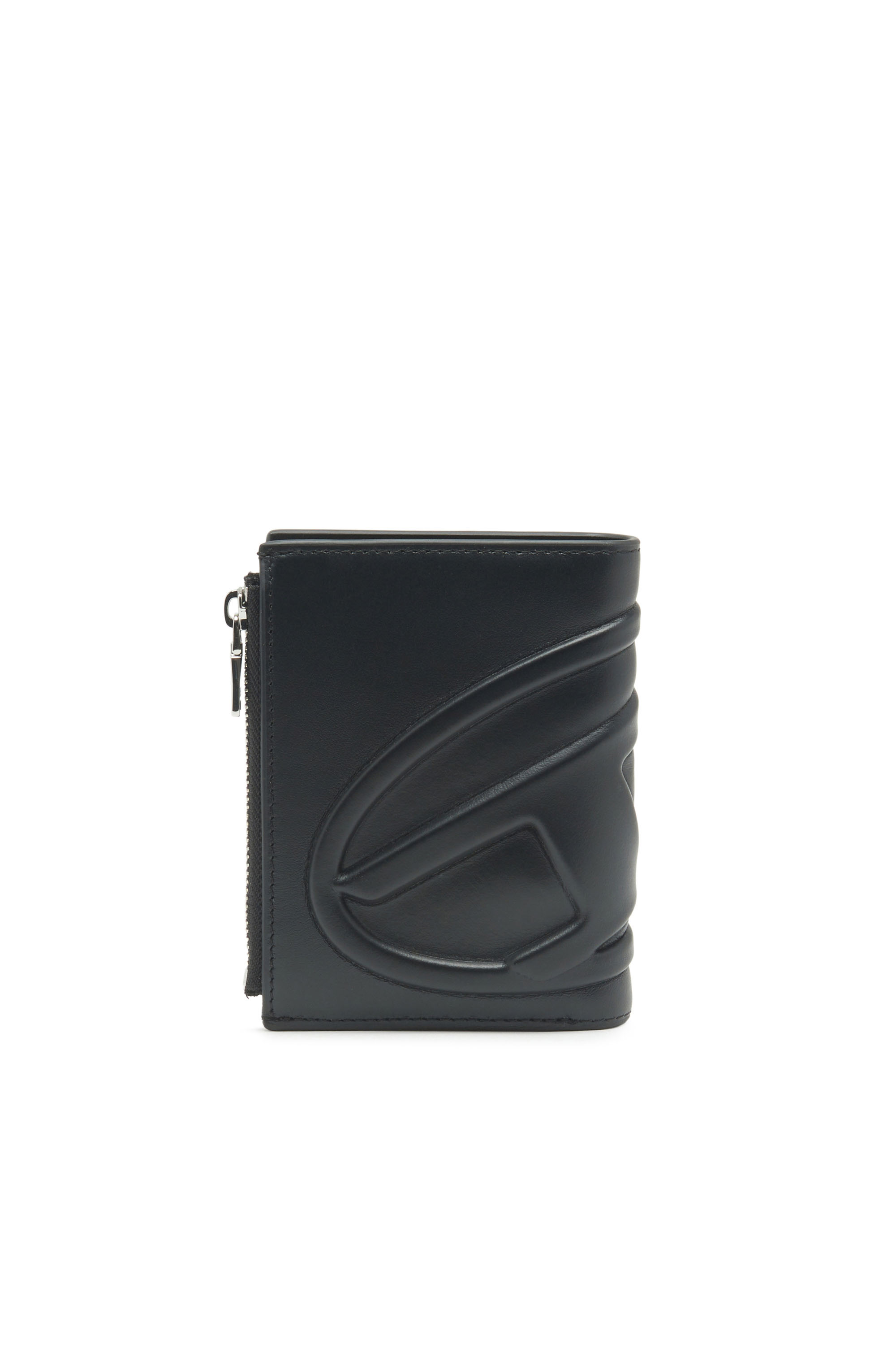 Women's Small leather wallet with embossed logo | Black | Diesel
