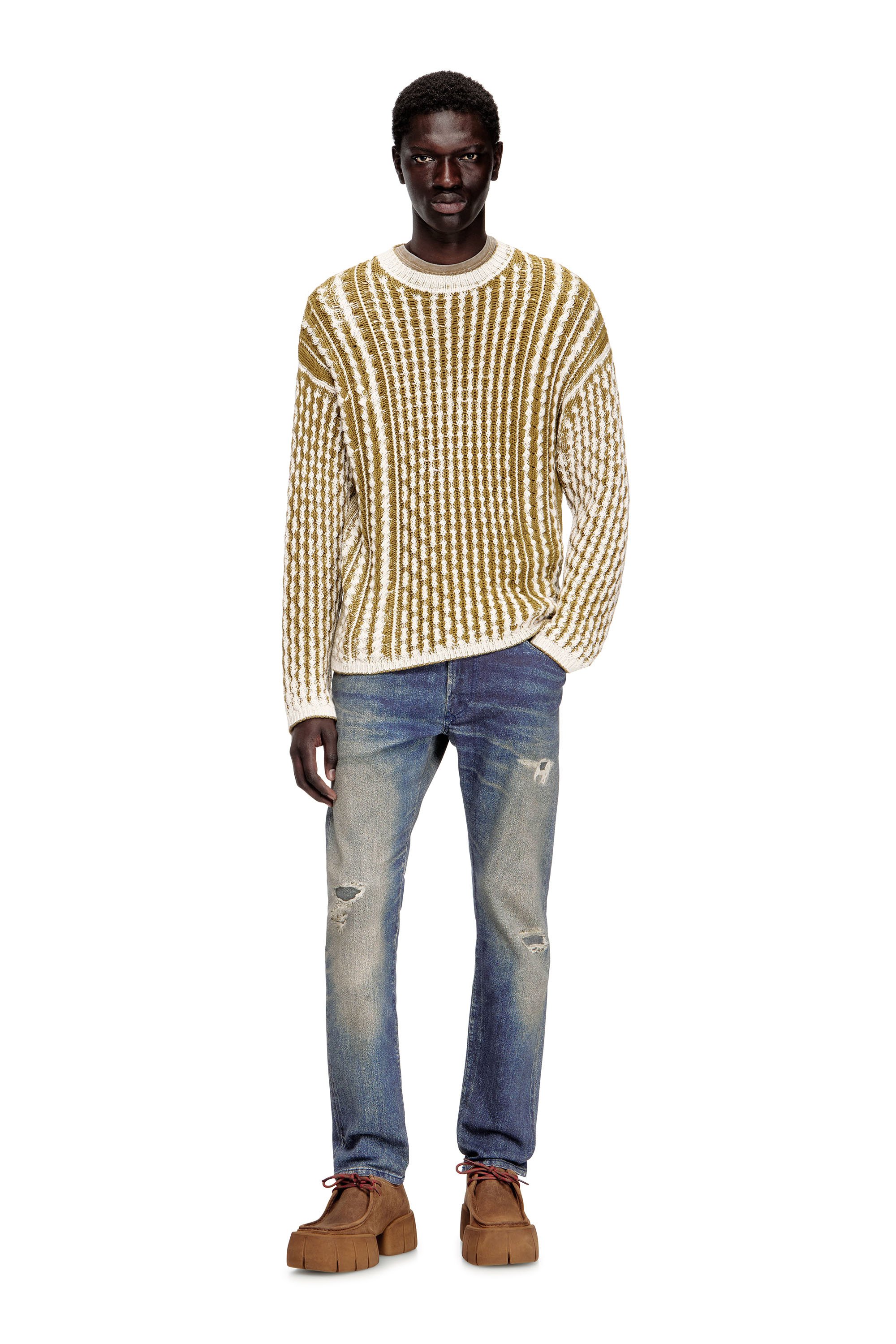 Diesel - K-MOISE, Man's Reverse-print cable-knit jumper in null - 2