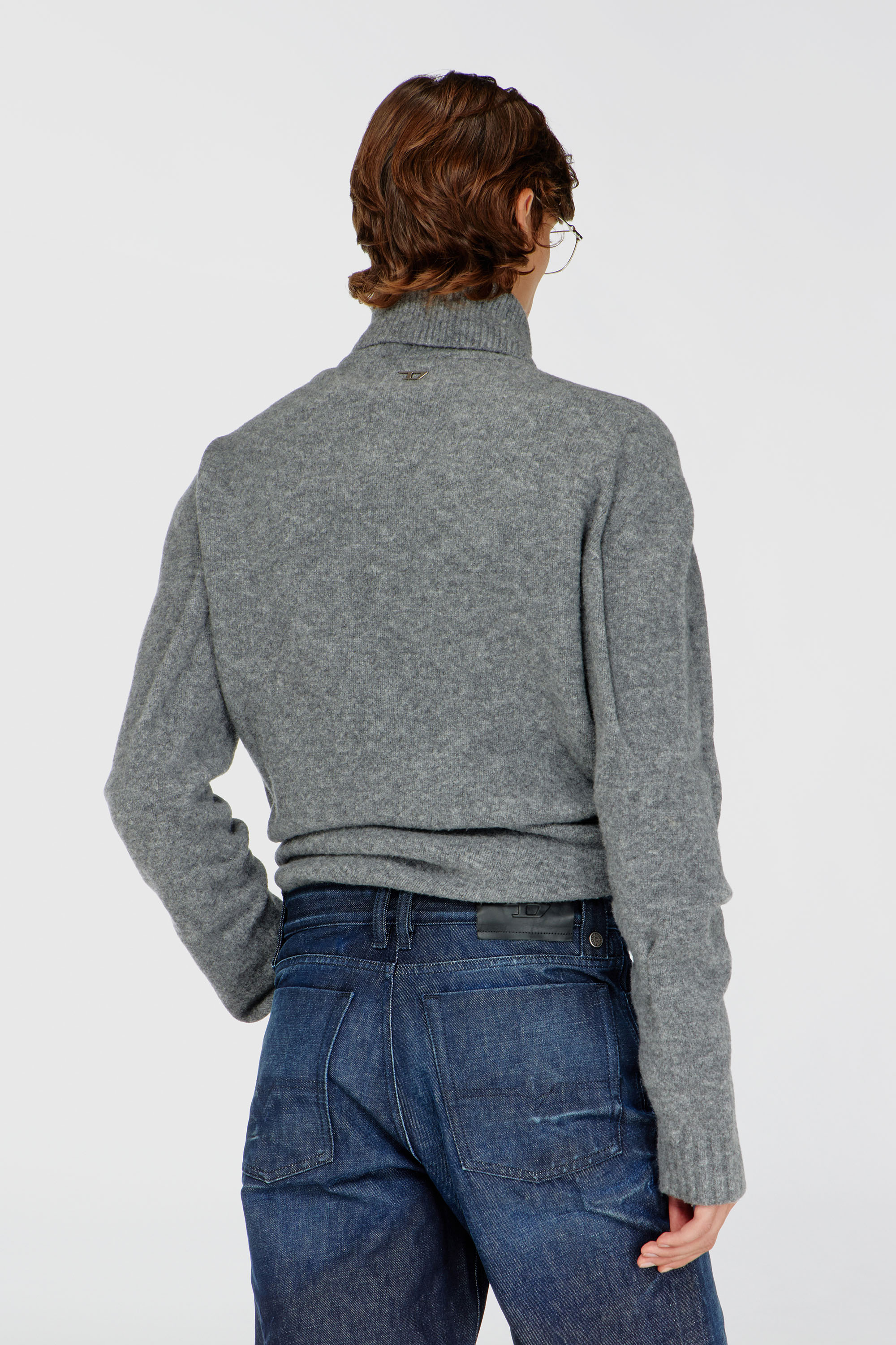 Diesel - K-ANDREW, Male's Button-neck jumper in wrinkled boiled knit in Grey - 4