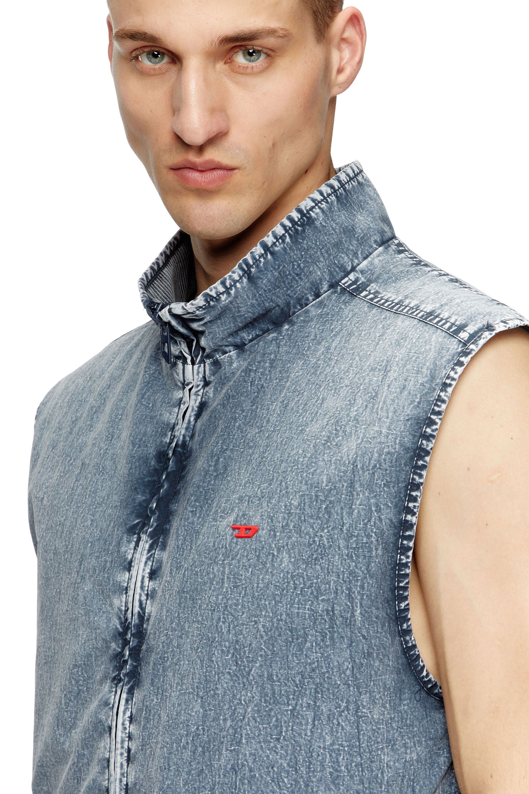 Diesel - J-ERB, Male's Vest in recycled nylon taslan in Medium Blue - 4