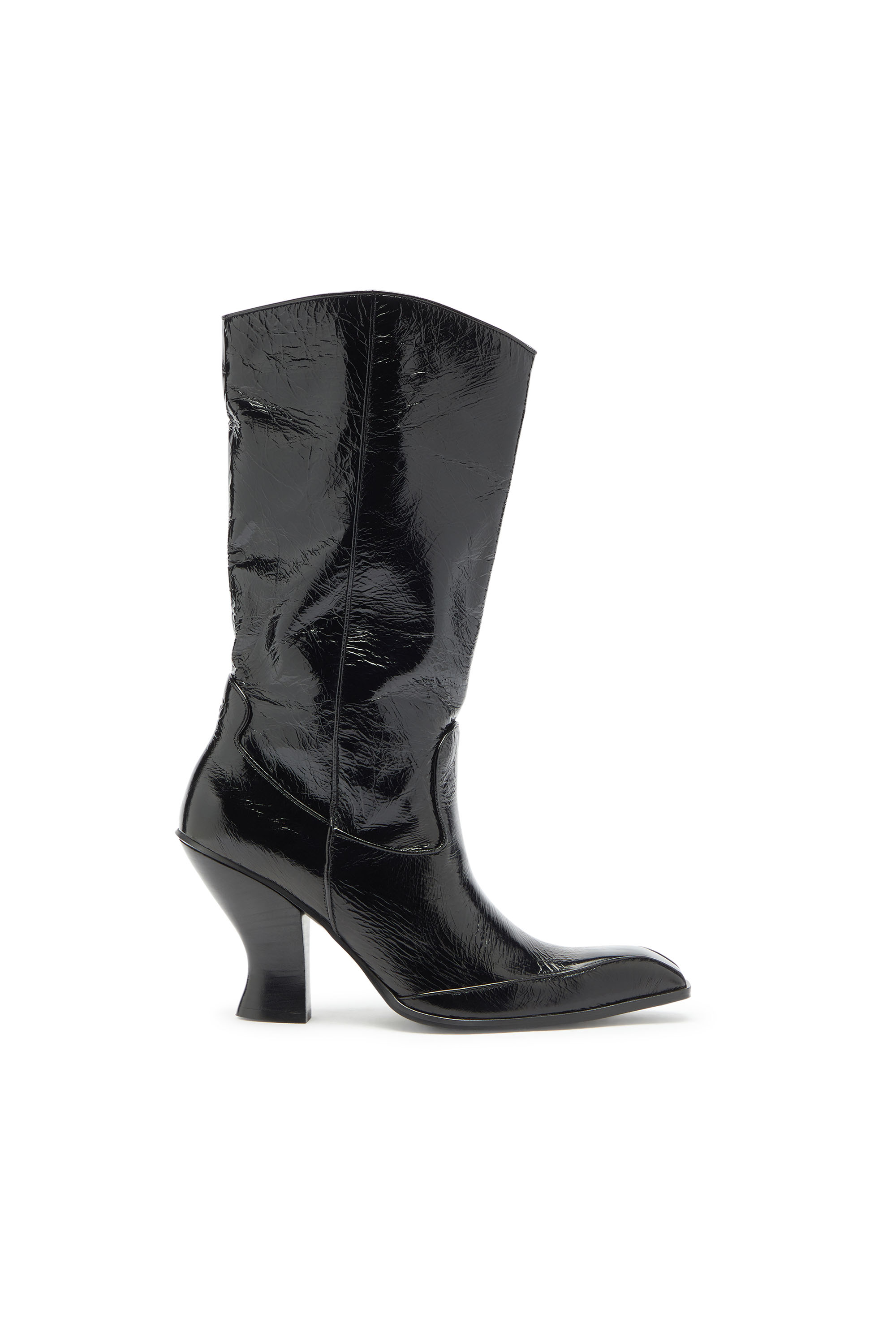 Diesel - D-LUFFY-75-TUBE, Female's D-Luffy - Knee-high boots in patent leather in Black - 1