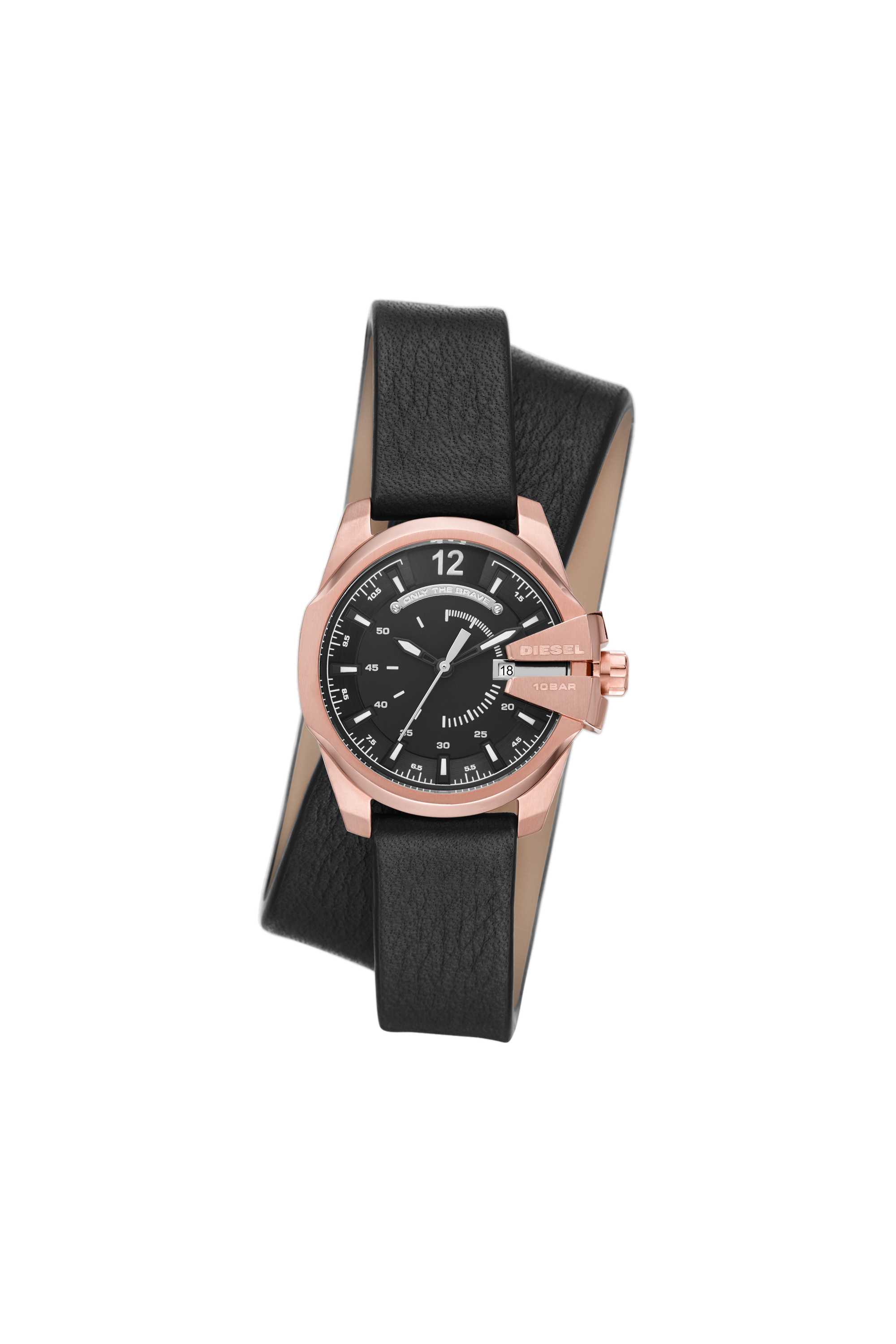 Baby Chief three-hand date black leather watch